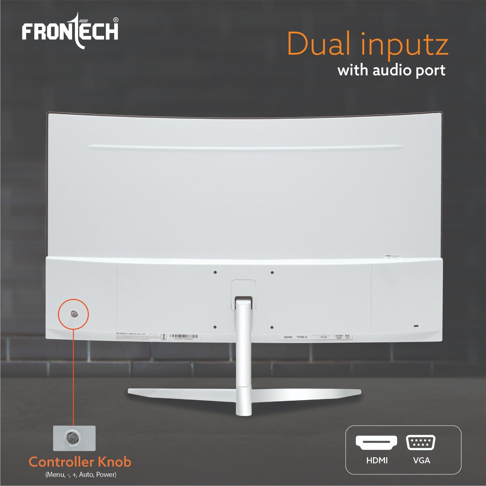 Frontech 24 inch Curved LED Monitor | 100Hz | 1920 x 1080 | Wall Mountable | Frameless | HDMI & VGA | 5ms Response Time | Ultima Series | 3 Years Warranty