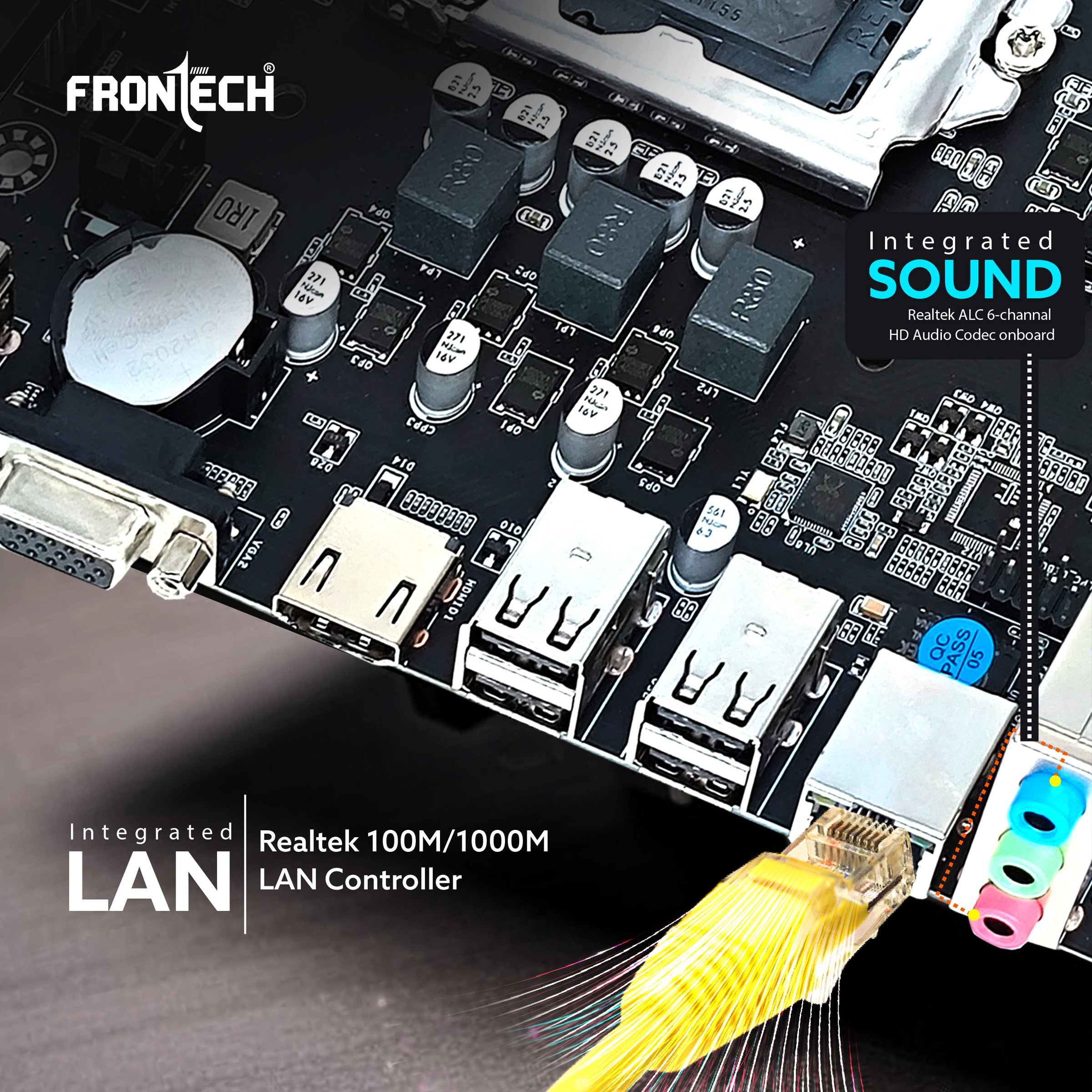 Frontech H61 Motherboard | Intel H61 Chipset, LGA1155, Dual DDR3, SATA 2.0, PCIe, HD Audio (FT-0491)