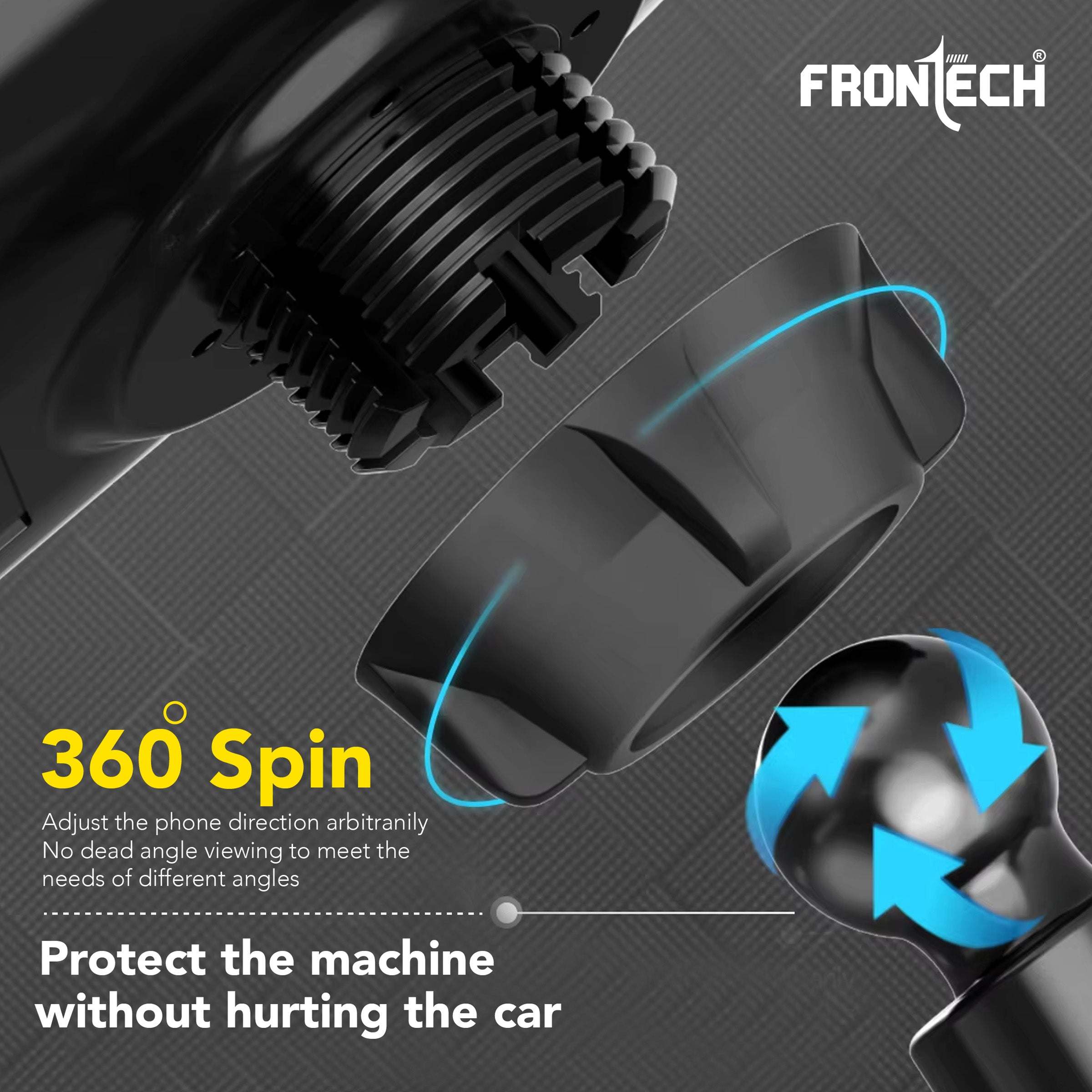 Frontech CCH-0015: Premium 360° Rotating Car Mobile Holder for All Devices (CCH-0015).