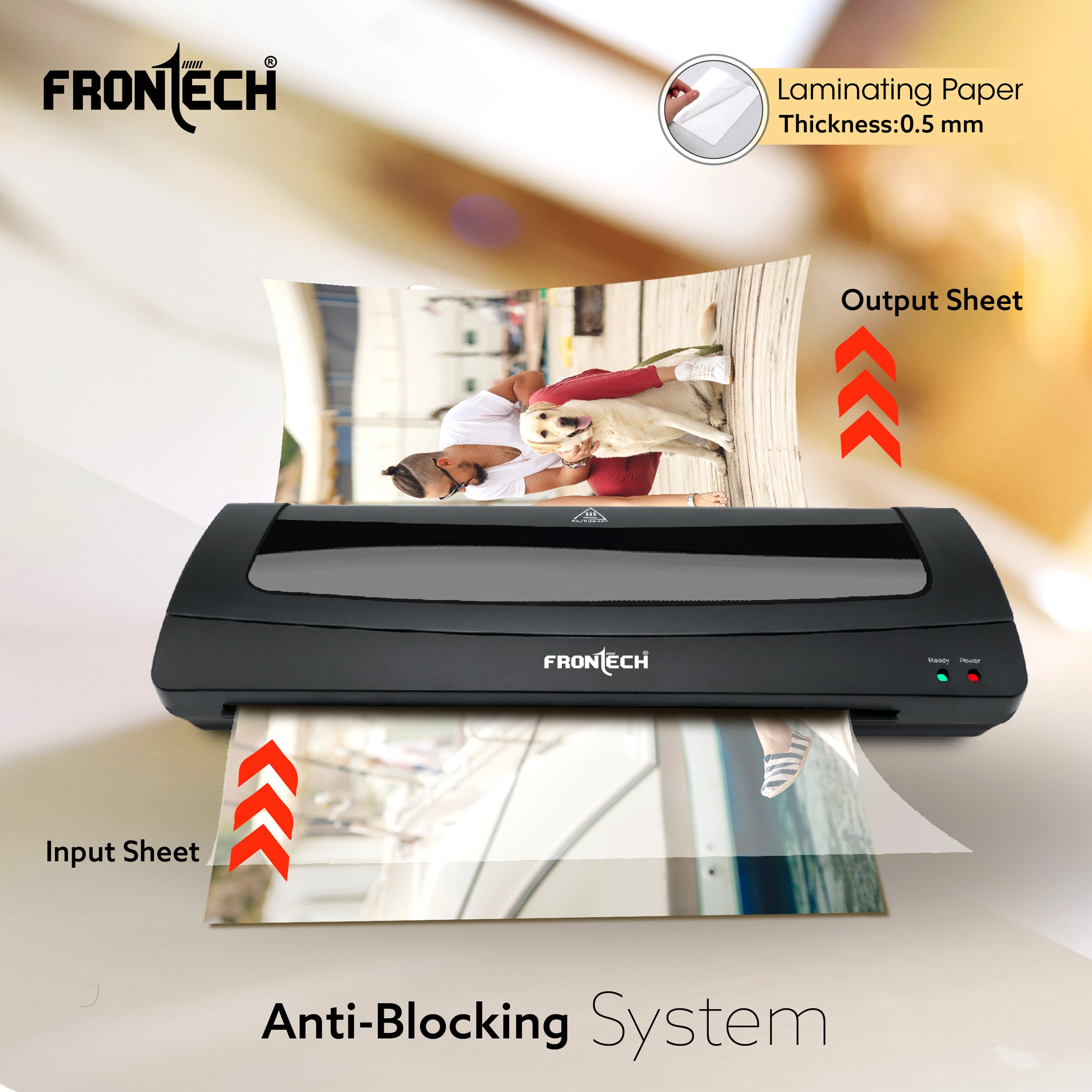 Frontech A3 Size Laminator Machine | Hot & Cold Lamination | 365W Power | Adjustable Temperature | Ideal for Any Document, Fully Automatic Portable All in One Laminator (LAM-0003,Black)