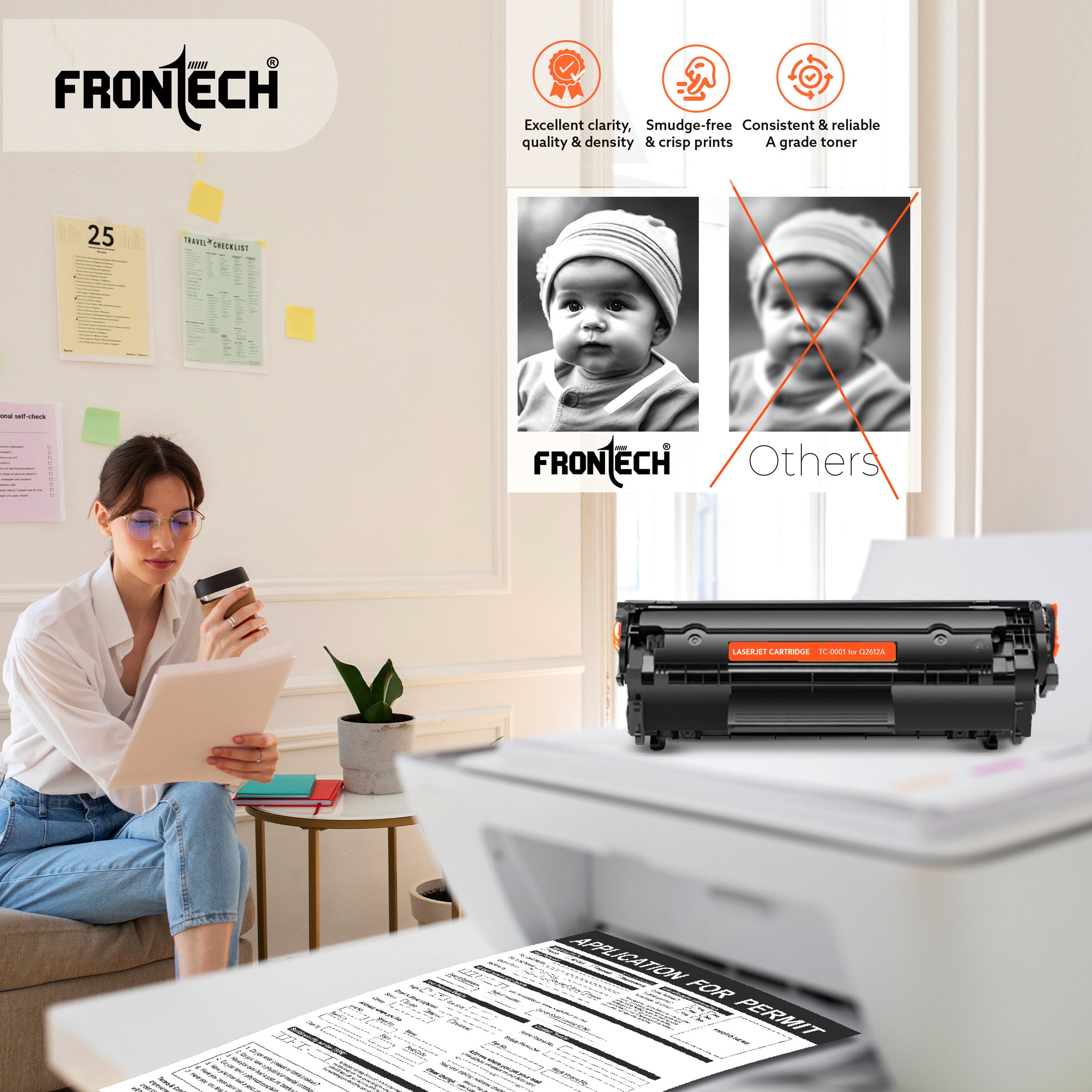 Frontech Q2612A Toner Cartridge | Compatible with HP LaserJet 1010-3050 Series (TC-0001)