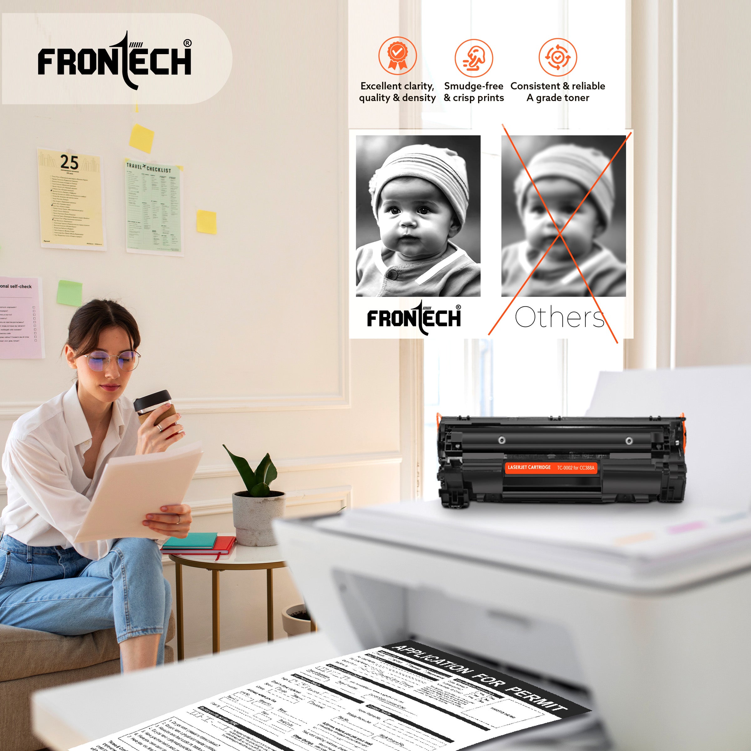 Frontech CC388A Toner Cartridge | Compatible with HP LaserJet P1007-MFP M226 Series (TC-0002)