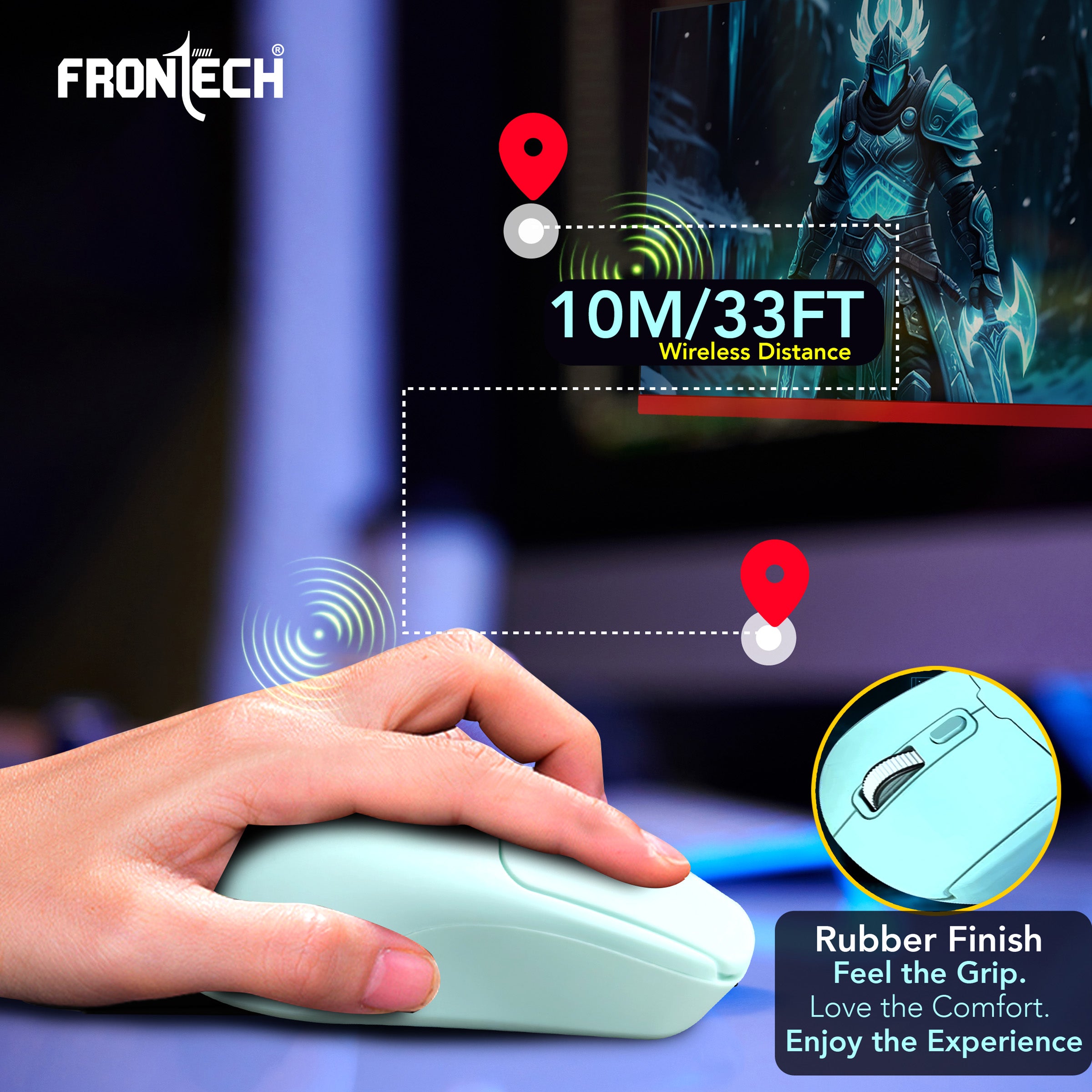 Frontech Dual Mode Wireless Optical Mouse | 2.4GHz + Bluetooth | Up to 1600 DPI | 4 Buttons | White | USB Nano Receiver | Ergonomic Grip | Multi-Device Compatibility (MS-0058G)