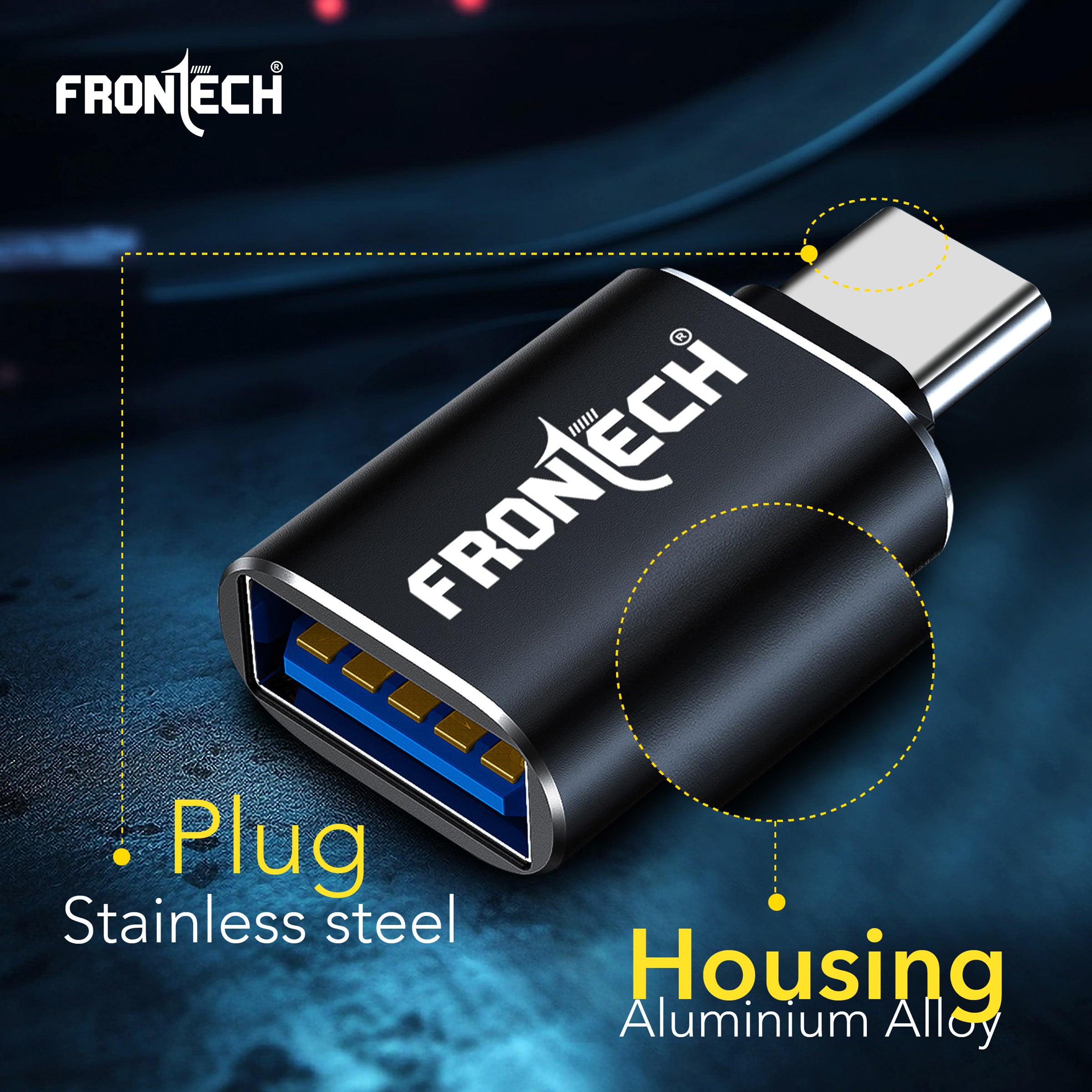 Frontech USB Converter USB 3.0 to Type C OTG Adaptor, 5Gbps High Speed Data Transfer, Thunderbolt to USB Adapter, Compatible for All Type C Devices,(NC-0044)