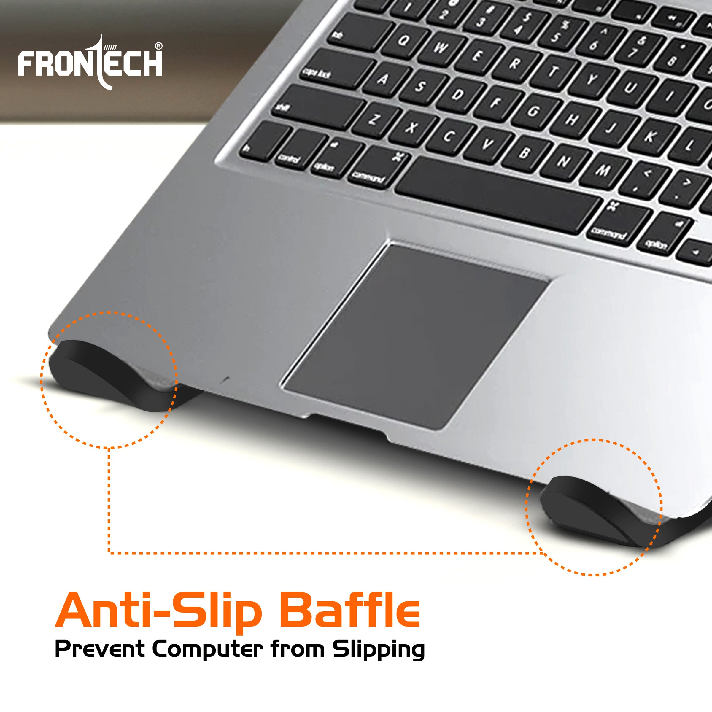 Frontech Laptop Stand Featuring Portable Foldable Design, Anti-Slip Silicone Rubber Pads, Supports Maximum of 5kgs Weight, 6 Adjustable Levels.(CP-0010)