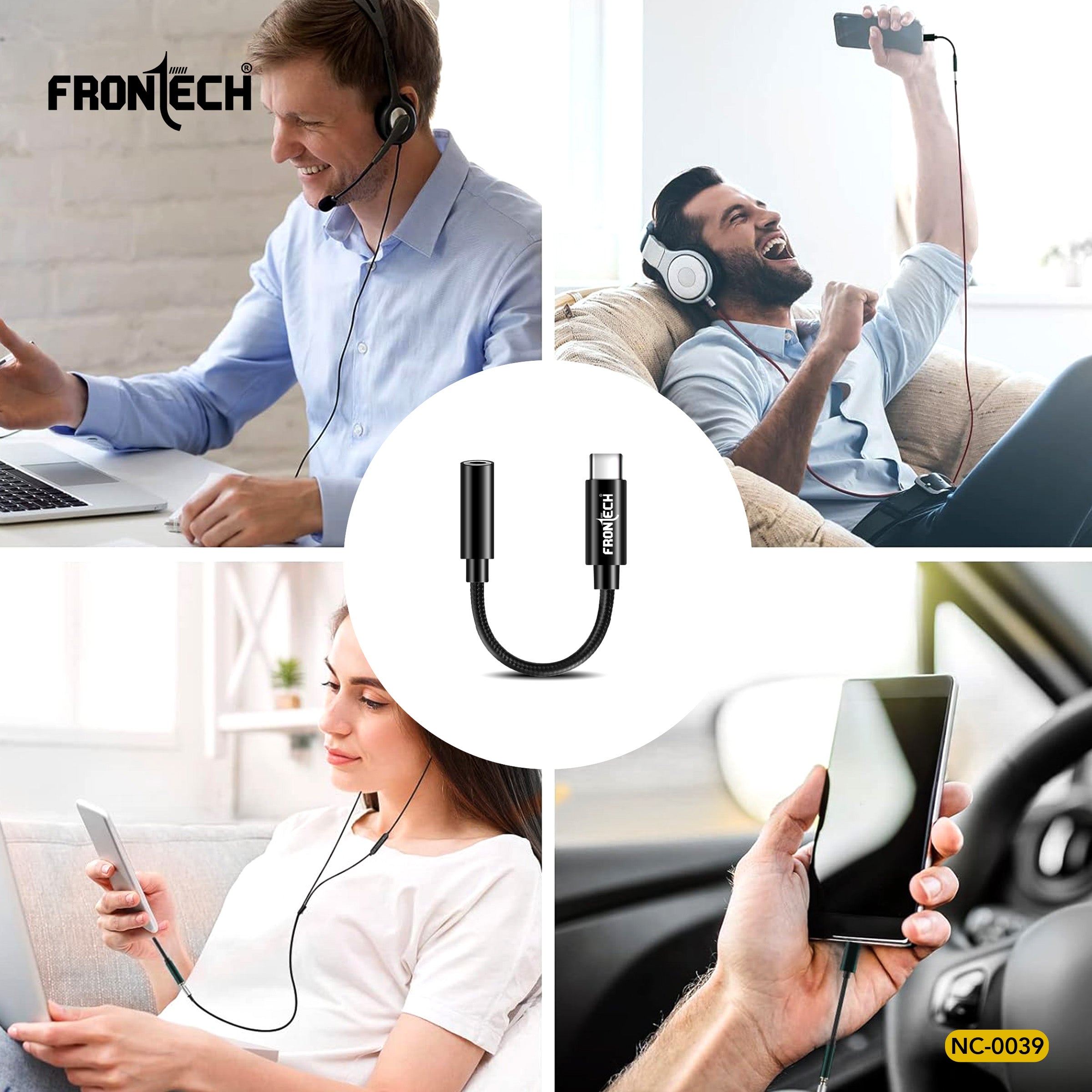 Frontech Audio Converter Type C to 3.5 mm Audio Jack Connector with DAC Headphone Converter Adapter (NC-0039)