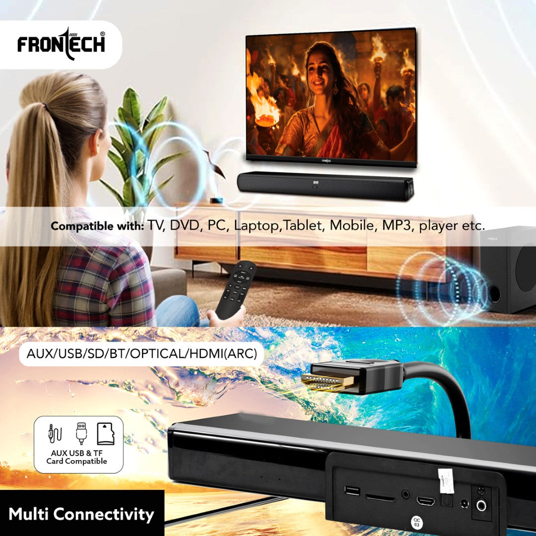 Avon Bluetooth Soundbar with Subwoofer | USB/TF, HDMI/AUX | Wall-Mountable (SW-0132)