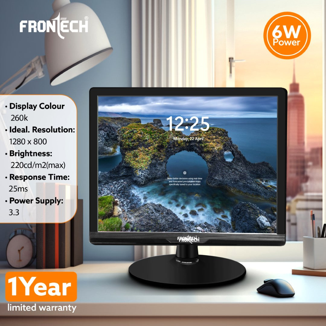 15.4'' HD LED Monitor | 60Hz, 1280x800 | Slim & Stylish (MON-0002)