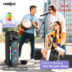 Frontech Smash PRO-20P 90W Trolley Speaker | Karaoke with Wireless Mic | TWS | RGB Lights | BT 5.0 | USB/TF/AUX/FM | 6000mAh Battery | Dual Mic Ports | Recording (SW-0020P).