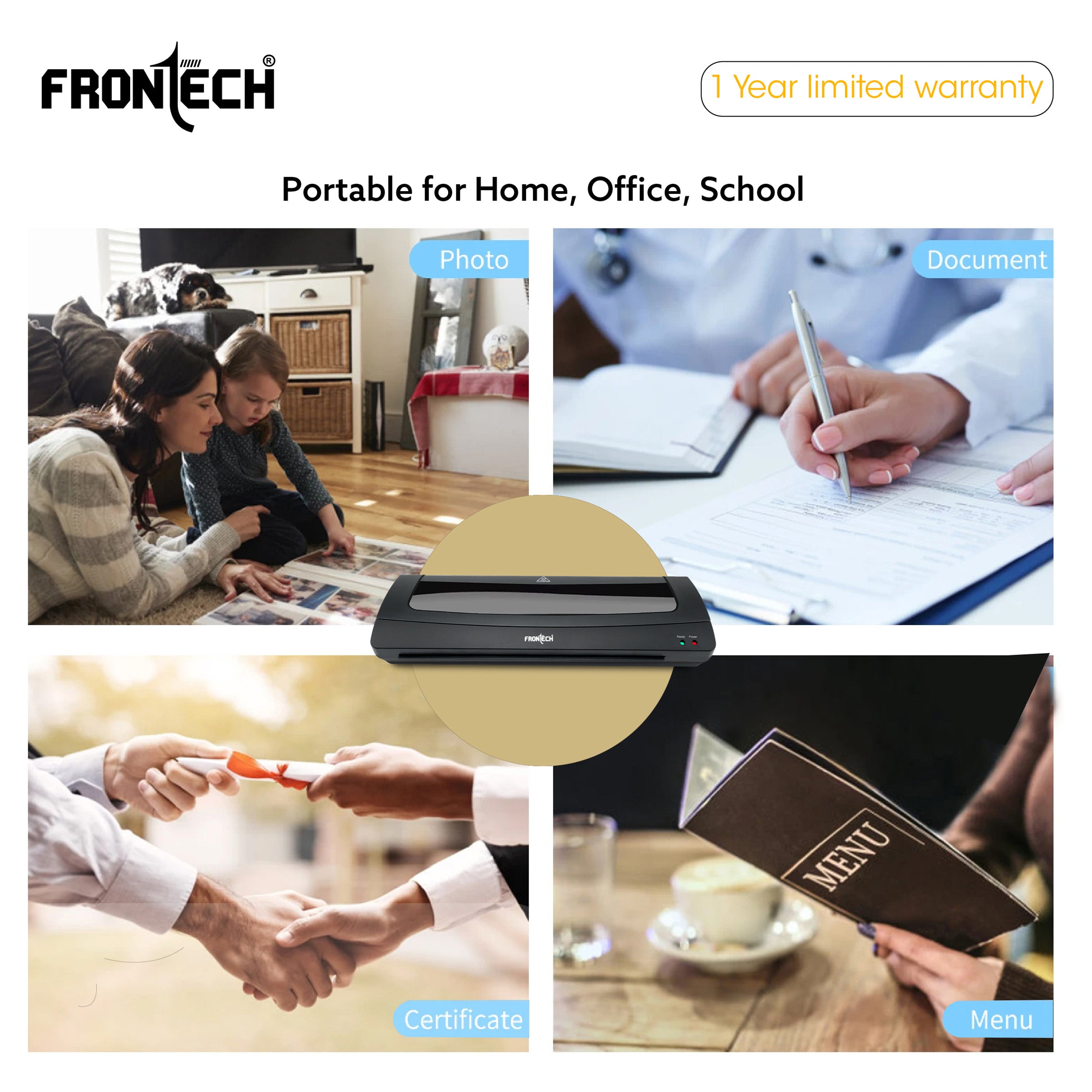 Frontech A3 Size Laminator Machine | Hot & Cold Lamination | 365W Power | Adjustable Temperature | Ideal for Any Document, Fully Automatic Portable All in One Laminator (LAM-0003,Black)