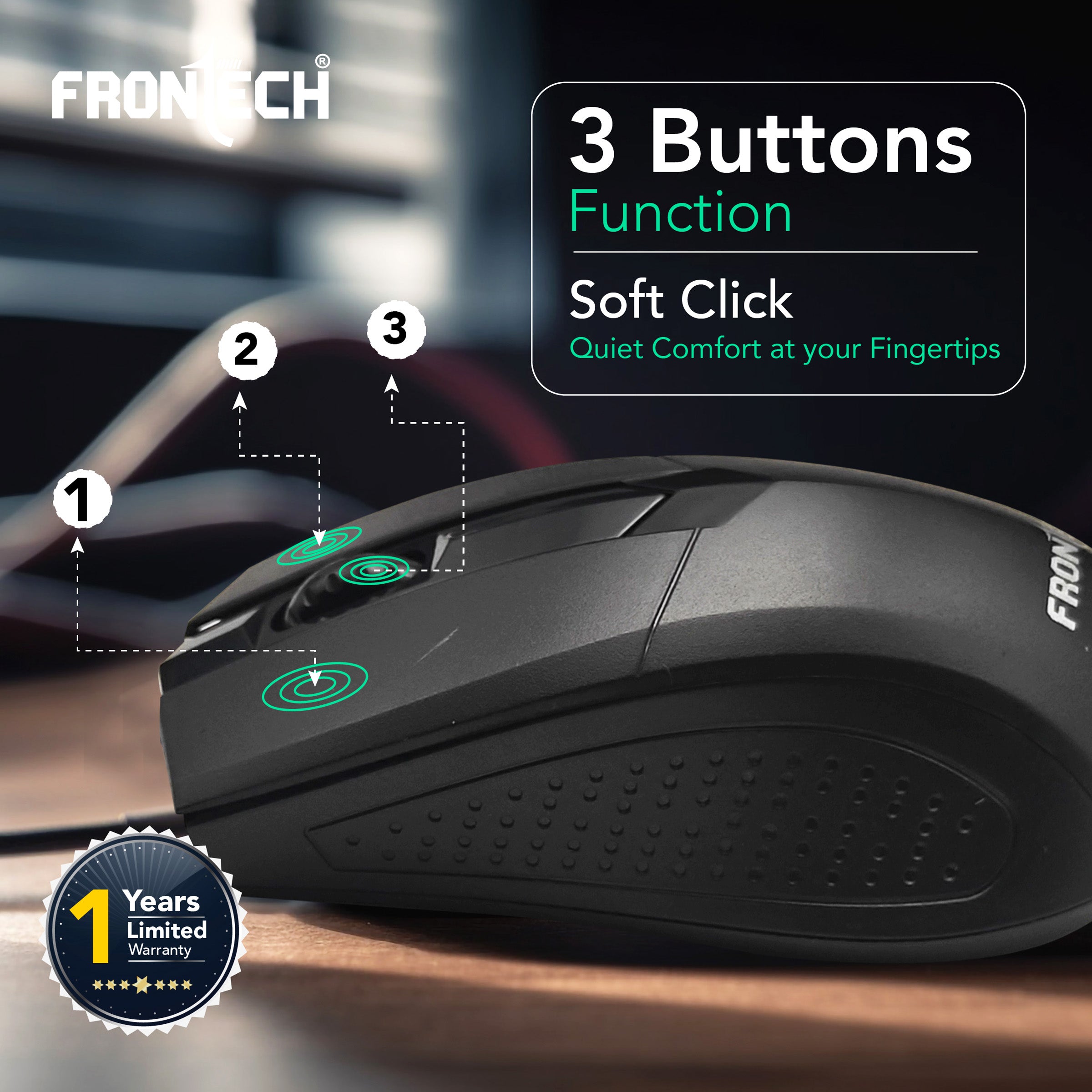 Frontech Wired Membrane Keyboard & Mouse Combo Pack (1692)