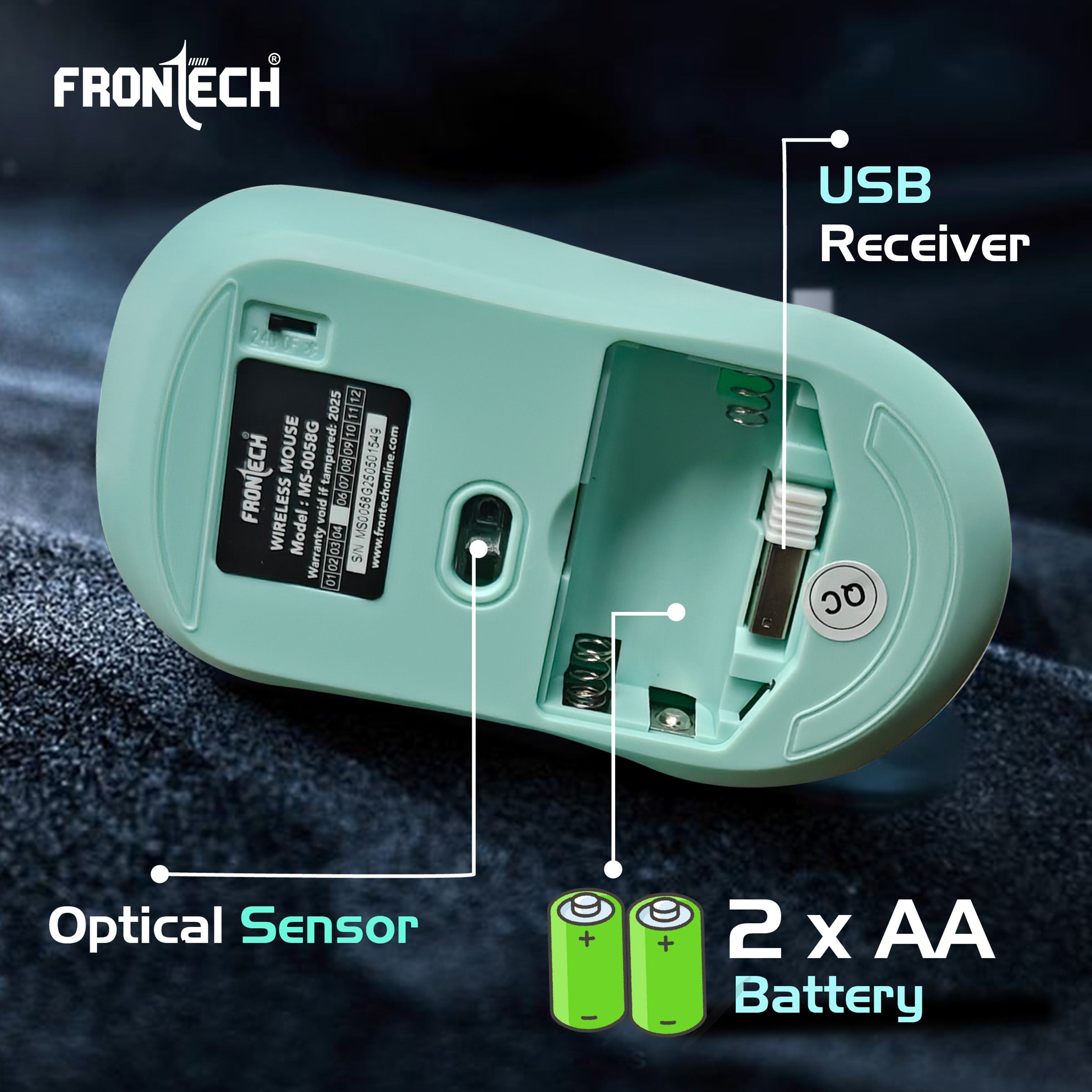 Frontech Dual Mode Wireless Optical Mouse | 2.4GHz + Bluetooth | Up to 1600 DPI | 4 Buttons | White | USB Nano Receiver | Ergonomic Grip | Multi-Device Compatibility (MS-0058G)