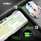 Frontech Wireless Gaming Keyboard & Mouse Combo|104 Keys Layout|2.4GHz|4800 DPI|6 button wireless optical mouse| Rechargeable Battery|1 Year Warranty