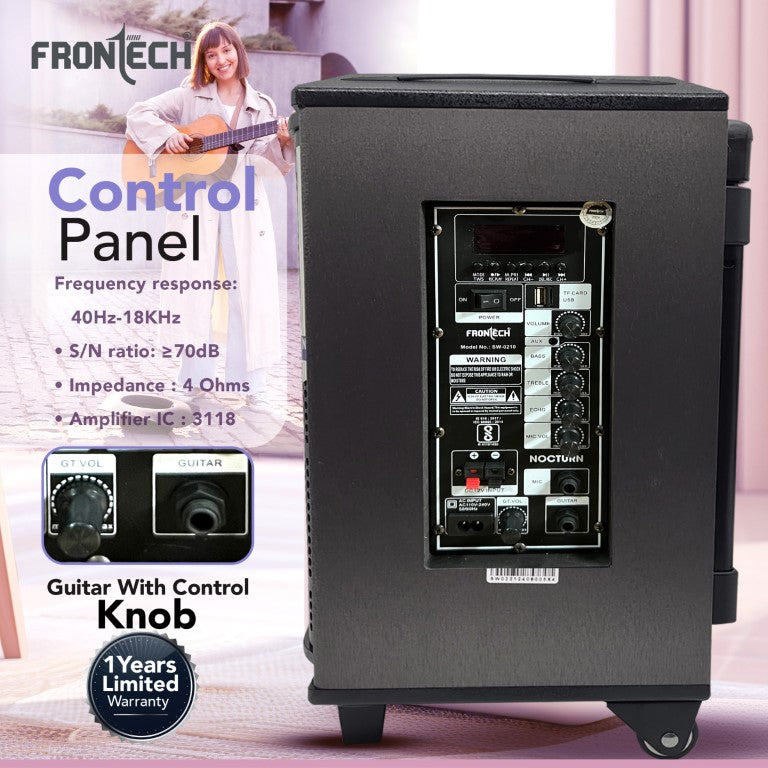 Frontech Nocturn Trolley Speaker | 120W Power | Dual Wireless Mics | Multi-Input (SW-0210)