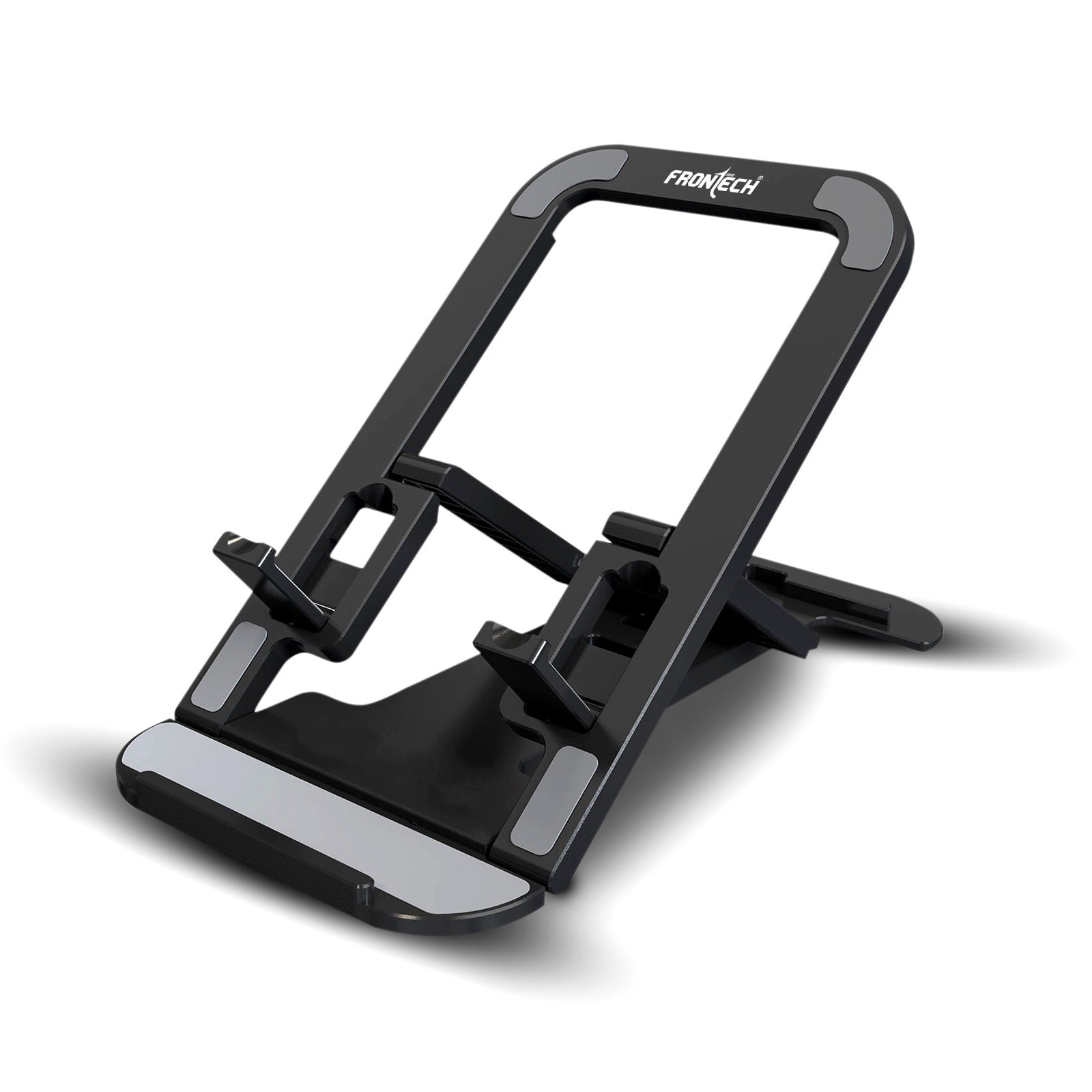 Frontech Mobile Phone Stand Holder, 4-Level Adjustable, Durable ABS Design with Rubber Pads, Foldable Desktop Phone Mount,( CCH-0013 )