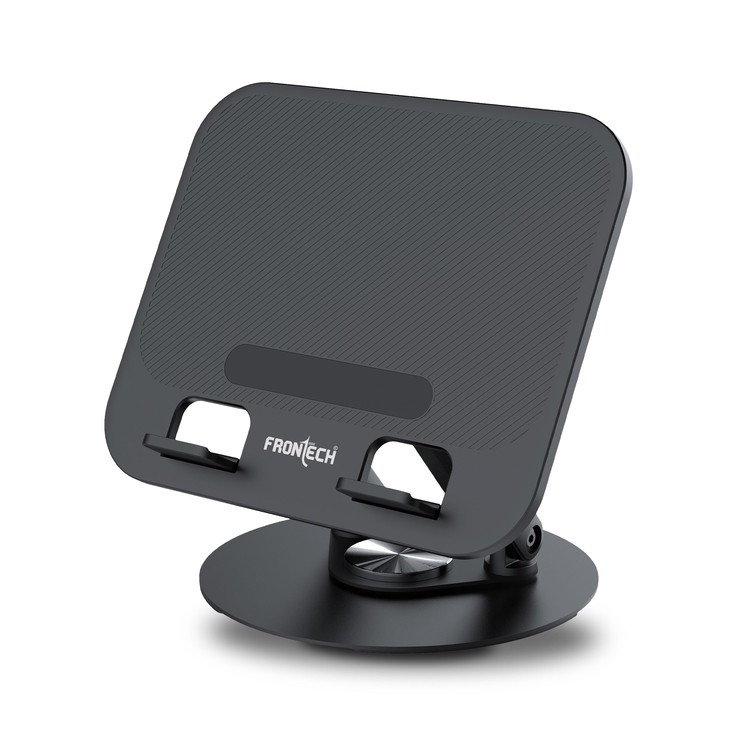 Frontech 360° Rotating Laptop Stand — Step-Less Adjustable Height, Carbon Steel + ABS Build, Fits Up to 17