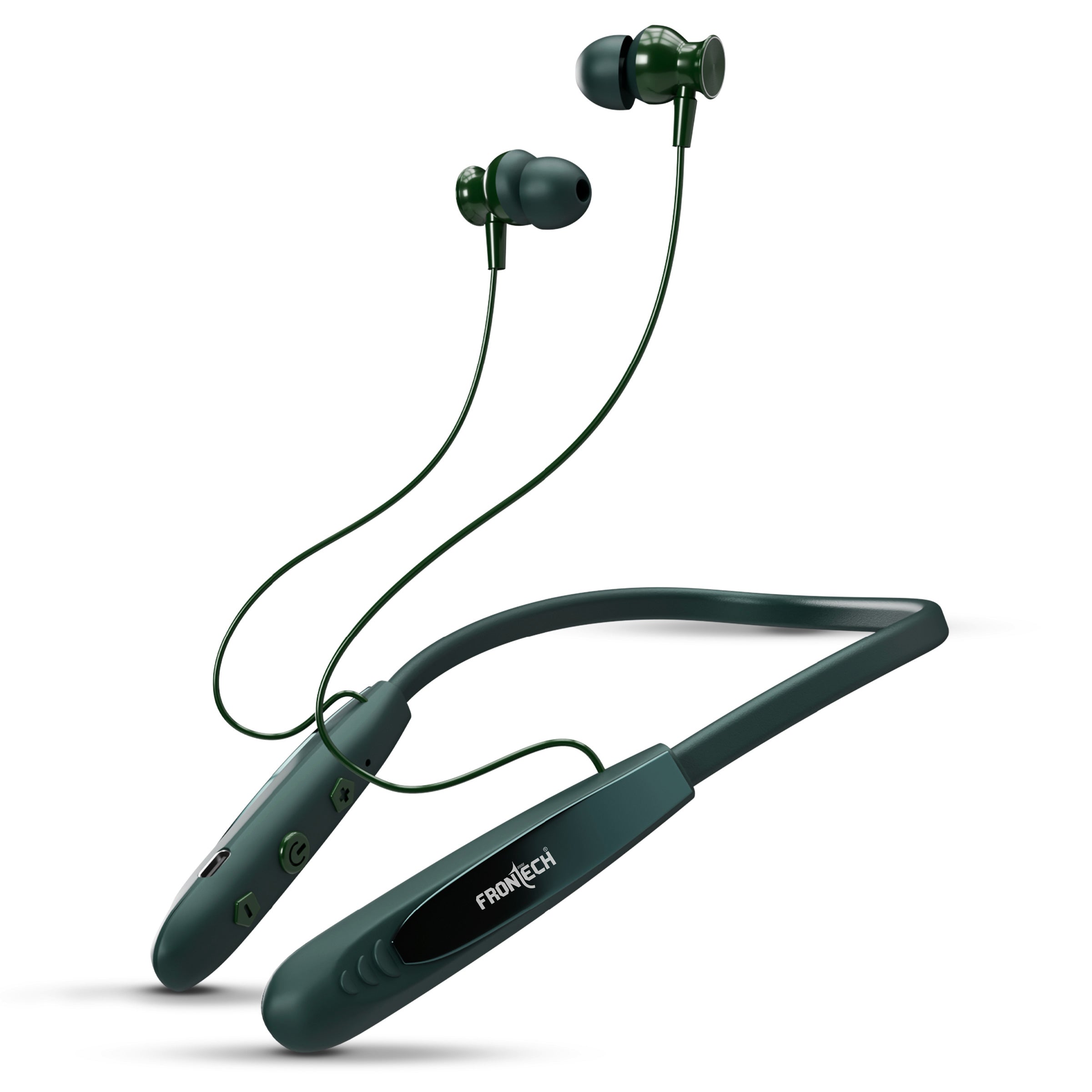 Frontech Onyx Wireless Neckband Bluetooth 5.0 Earphones | 36H Playtime| 200mAh Battery| Type-C Fast Charging| Magnetic Earbuds| Premium Sound Quality