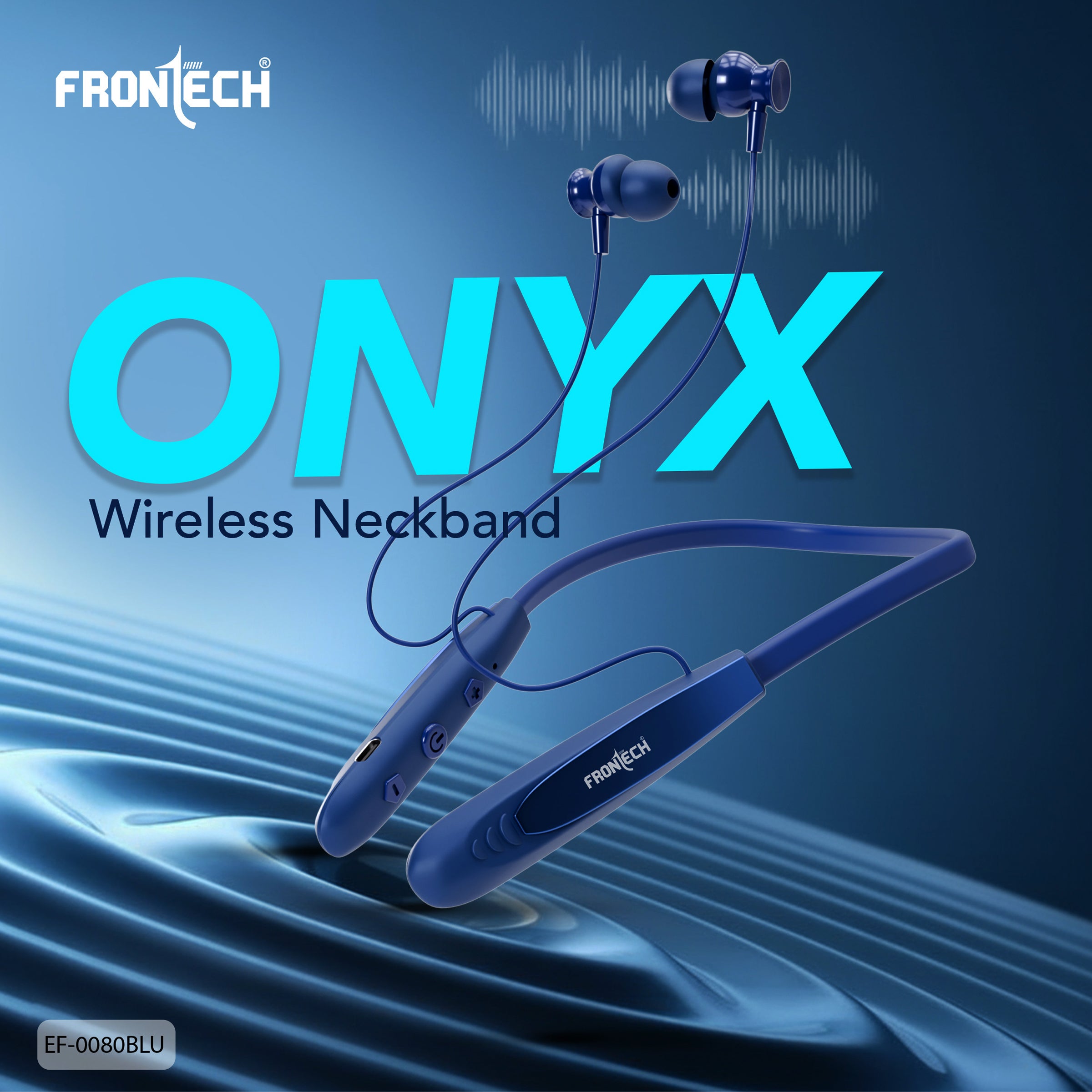 Frontech Onyx Wireless Neckband Bluetooth 5.0 Earphones | 36H Playtime| 200mAh Battery| Type-C Fast Charging| Magnetic Earbuds| Premium Sound Quality