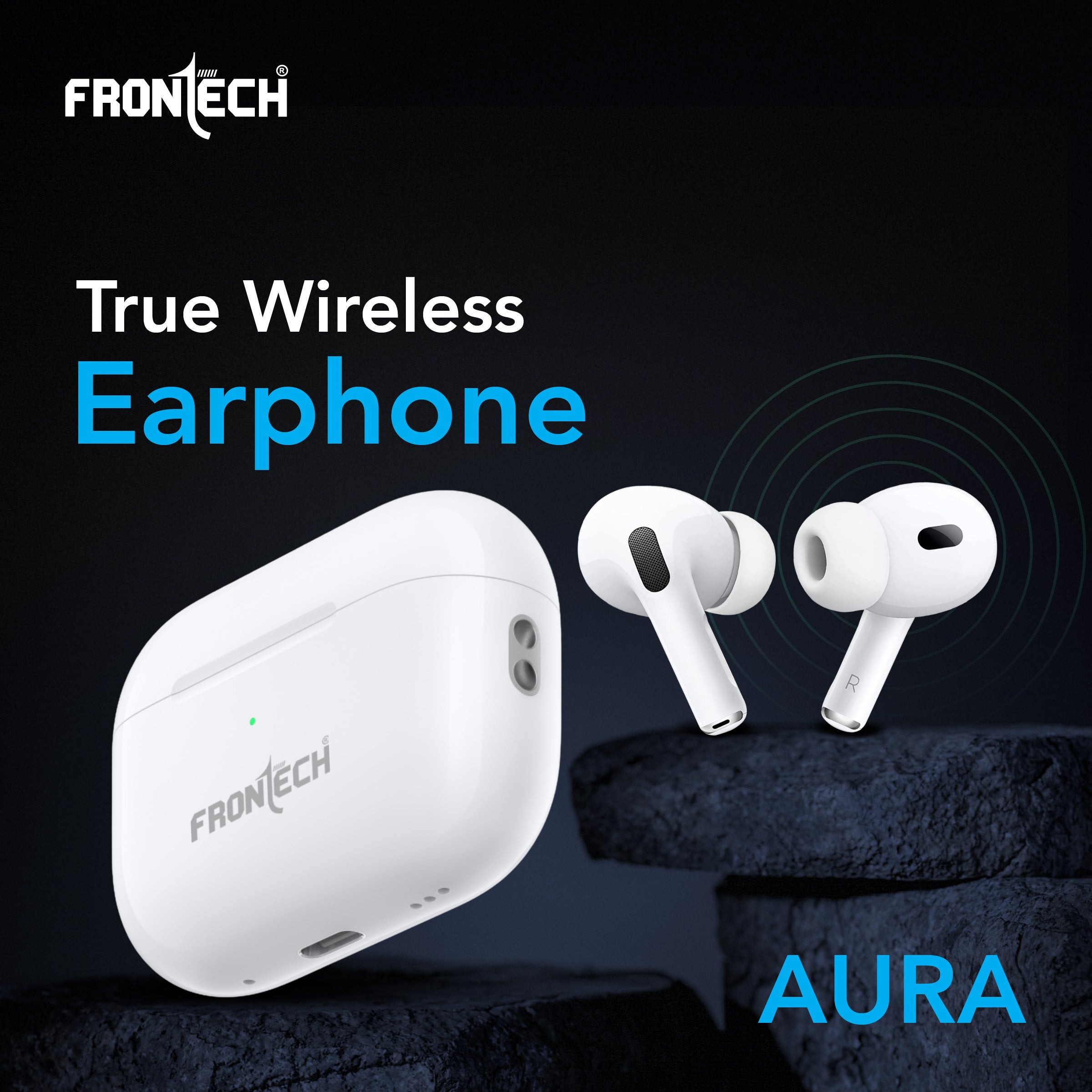Frontech AURA TWS Earphones | Powerful Bass | 15Hrs Playback | 300 Hrs Standby | Touch Control | Bluetooth 5.0 (EF-0091)