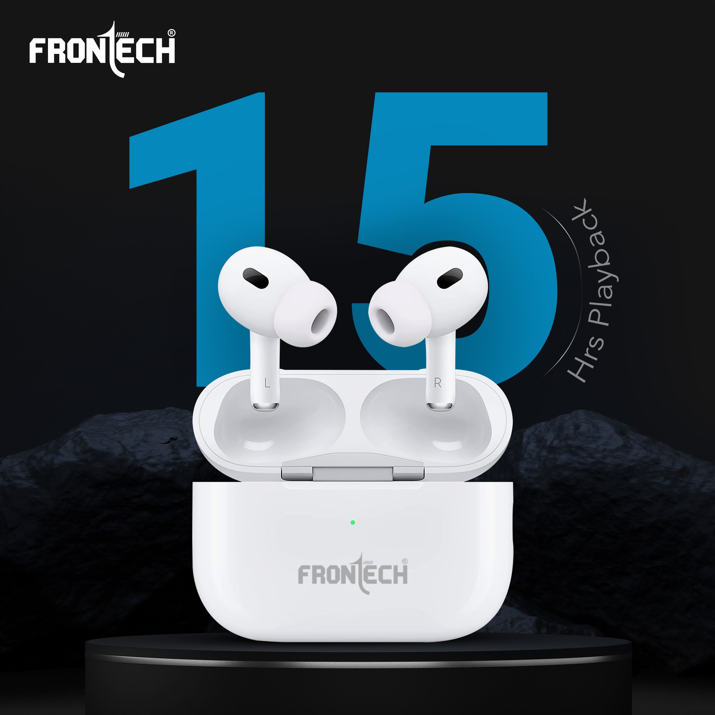 Frontech AURA TWS Earphones | Powerful Bass | 15Hrs Playback | 300 Hrs Standby | Touch Control | Bluetooth 5.0 (EF-0091)
