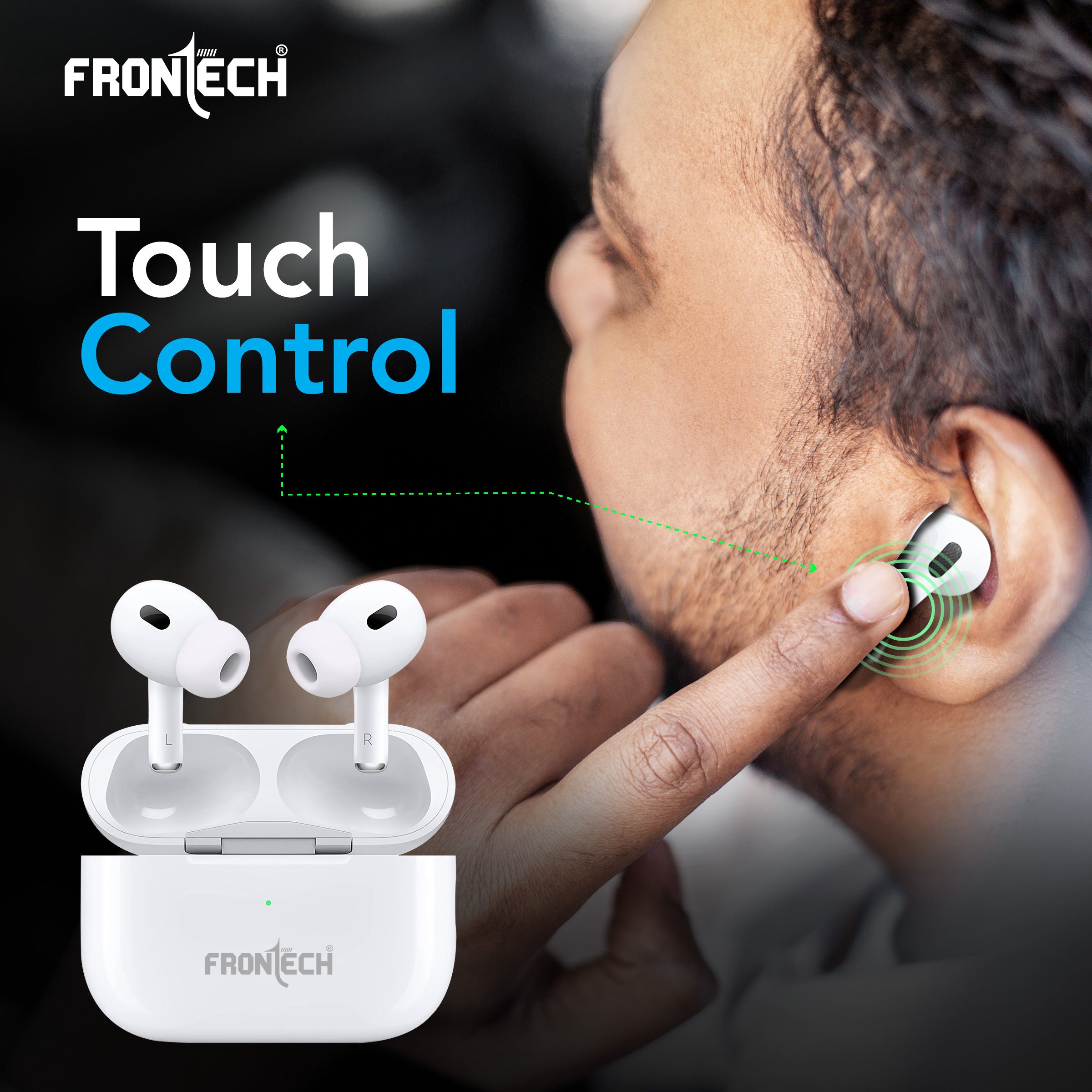 Frontech AURA TWS Earphones | Powerful Bass | 15Hrs Playback | 300 Hrs Standby | Touch Control | Bluetooth 5.0 (EF-0091)