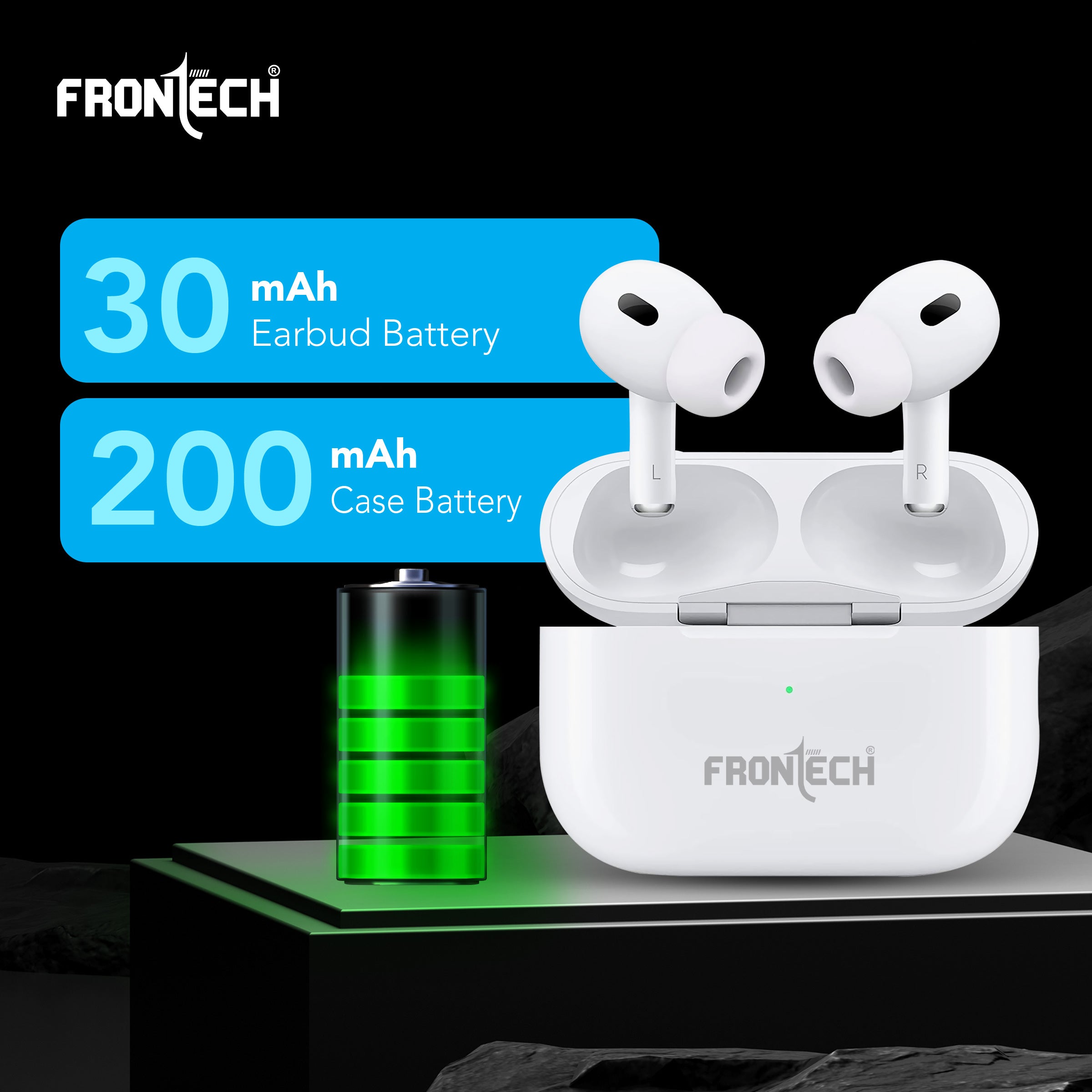 Frontech AURA TWS Earphones | Powerful Bass | 15Hrs Playback | 300 Hrs Standby | Touch Control | Bluetooth 5.0 (EF-0091)