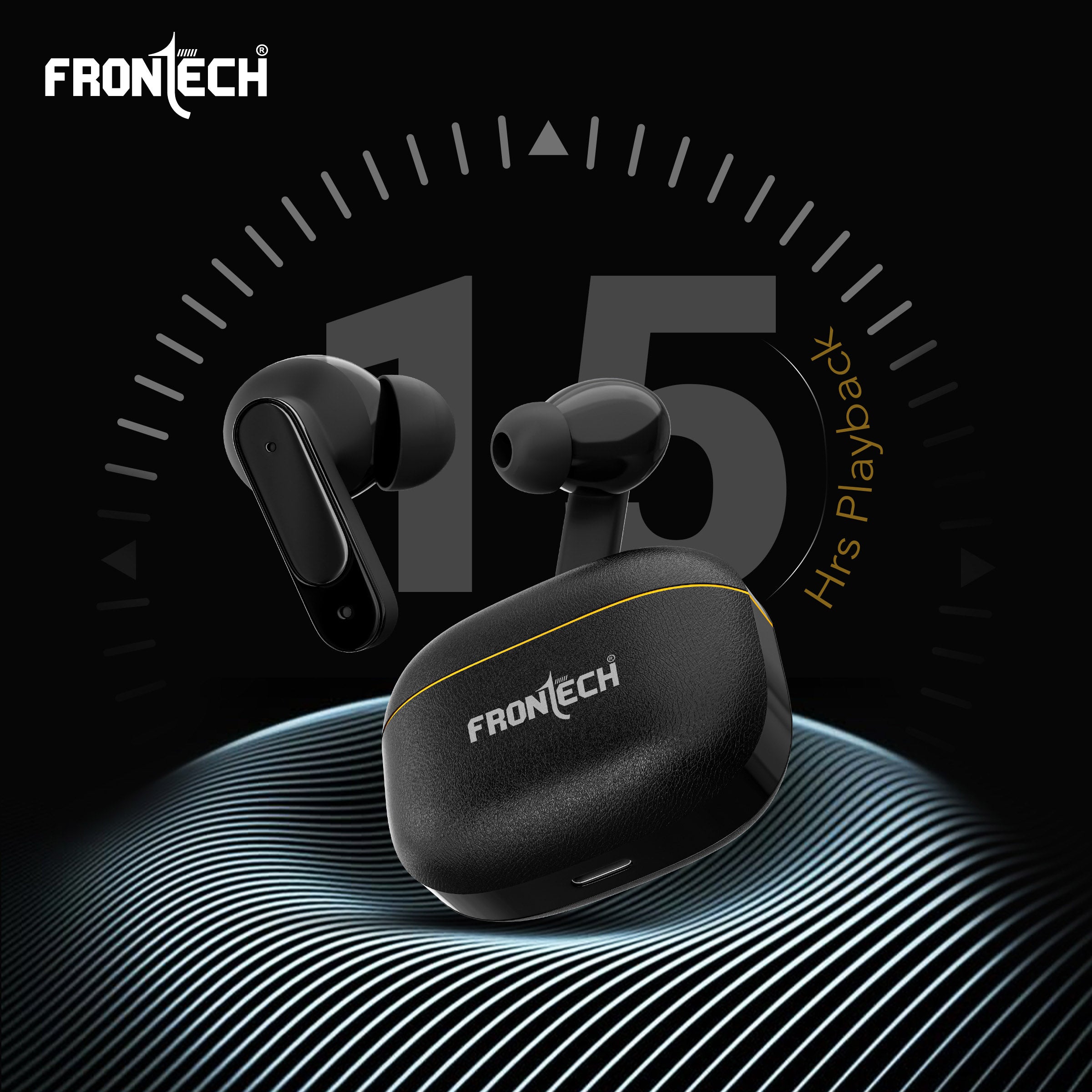 Frontech SONIQ TWS Earphones| Powerful Bass | 15Hrs Playback | 300 Hrs Standby |40ms Latency| Bluetooth 5.0 (EF-0092)