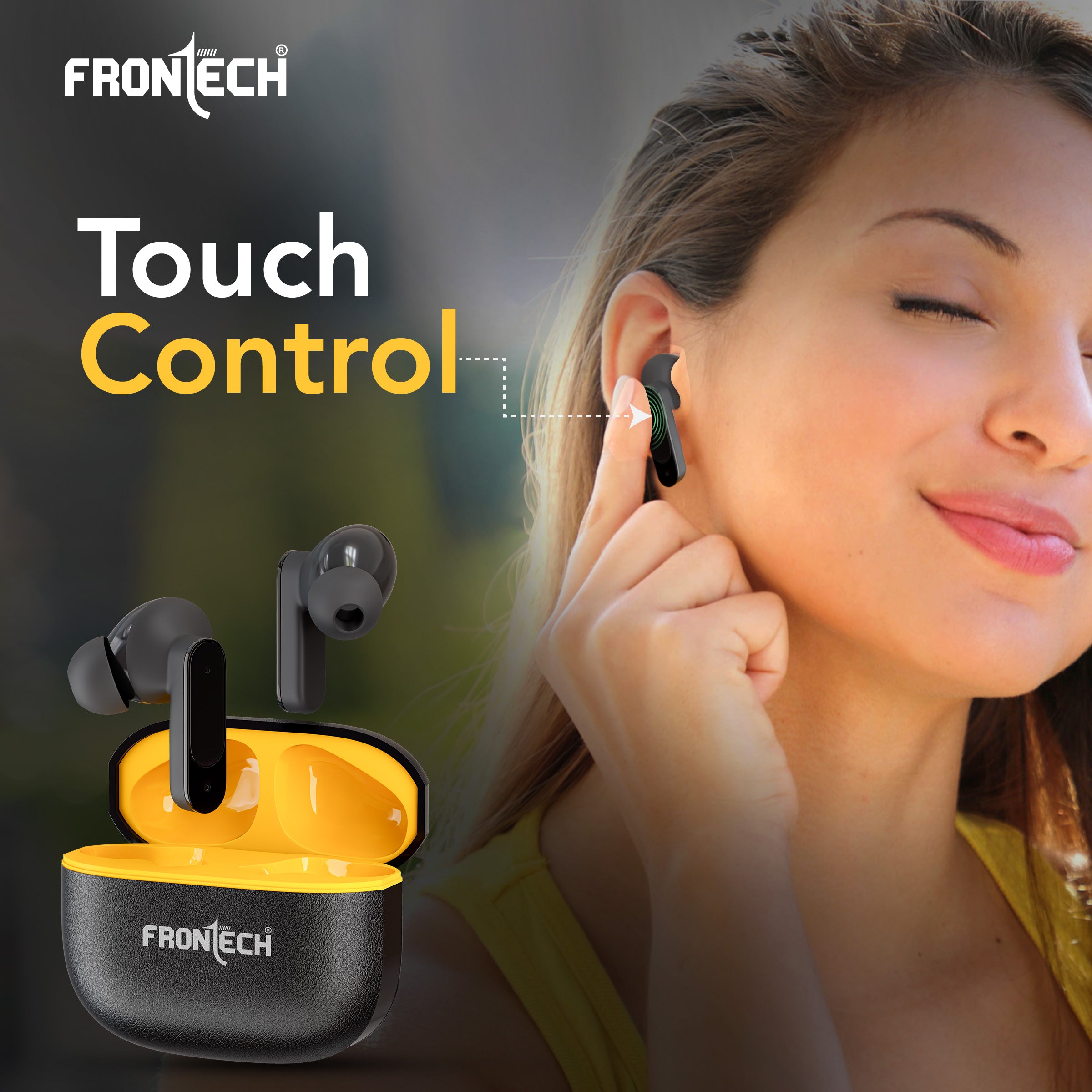 Frontech SONIQ TWS Earphones| Powerful Bass | 15Hrs Playback | 300 Hrs Standby |40ms Latency| Bluetooth 5.0 (EF-0092)