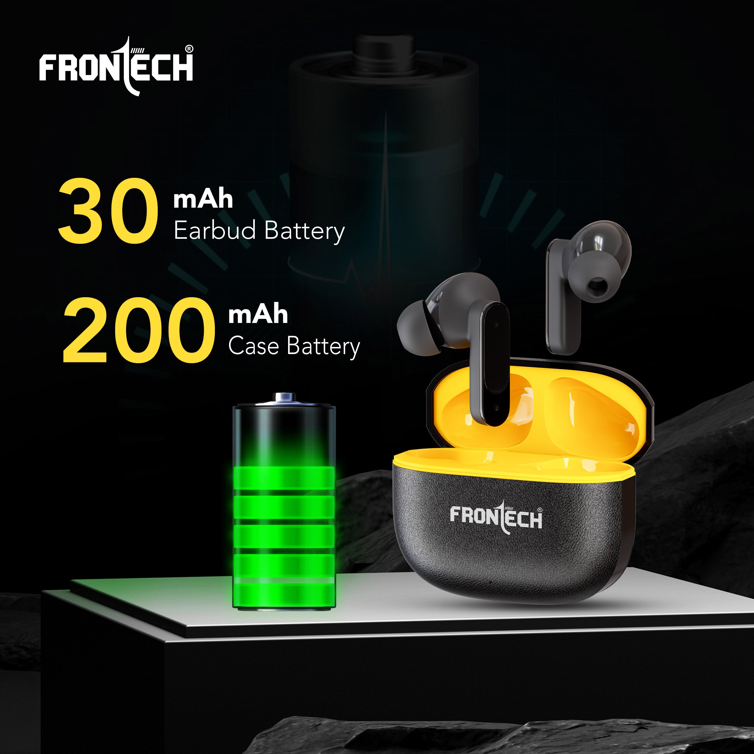 Frontech SONIQ TWS Earphones| Powerful Bass | 15Hrs Playback | 300 Hrs Standby |40ms Latency| Bluetooth 5.0 (EF-0092)
