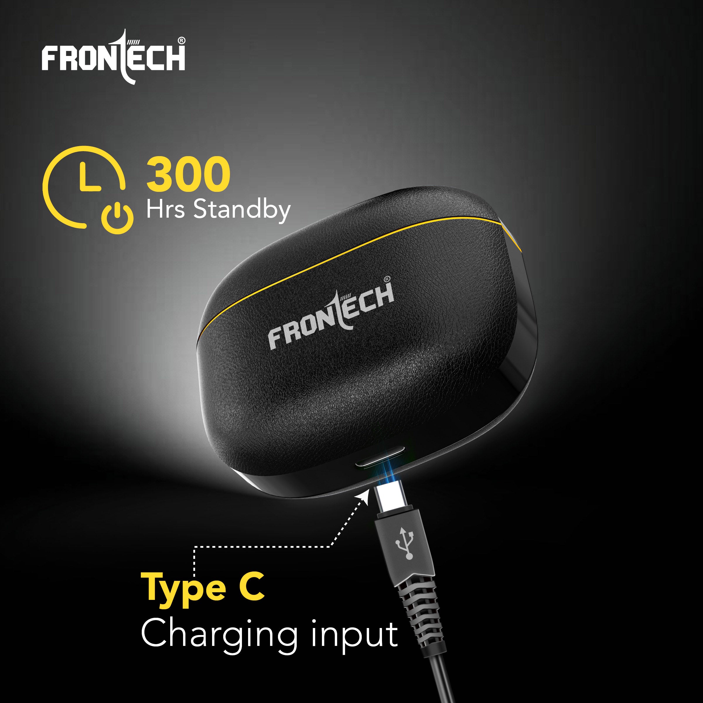 Frontech SONIQ TWS Earphones| Powerful Bass | 15Hrs Playback | 300 Hrs Standby |40ms Latency| Bluetooth 5.0 (EF-0092)