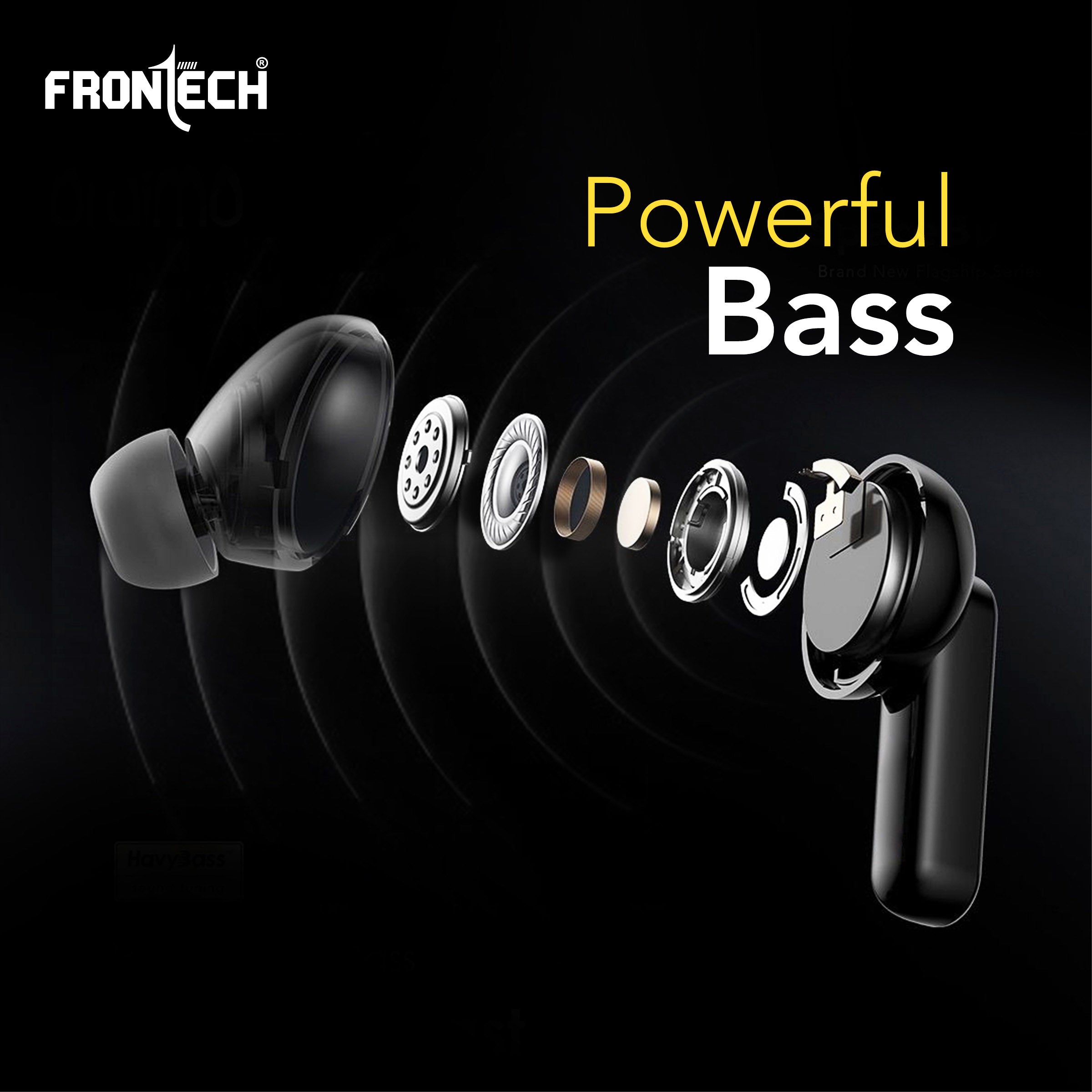 Frontech SONIQ TWS Earphones| Powerful Bass | 15Hrs Playback | 300 Hrs Standby |40ms Latency| Bluetooth 5.0 (EF-0092)