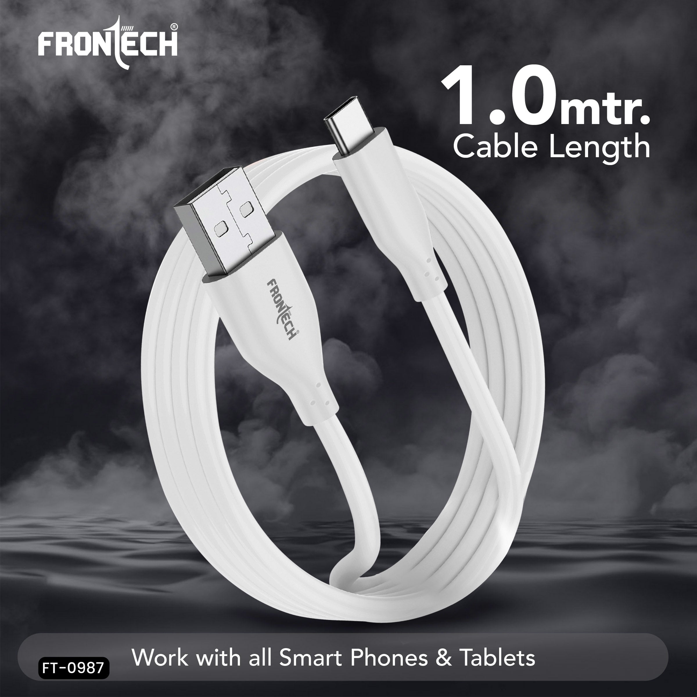 FRONTECH 44W FC Charger with Type-C Cable | Fast Charging Adapter with Smart Chip & Multi-Protection for Smartphones & Tablets(FT-0987)