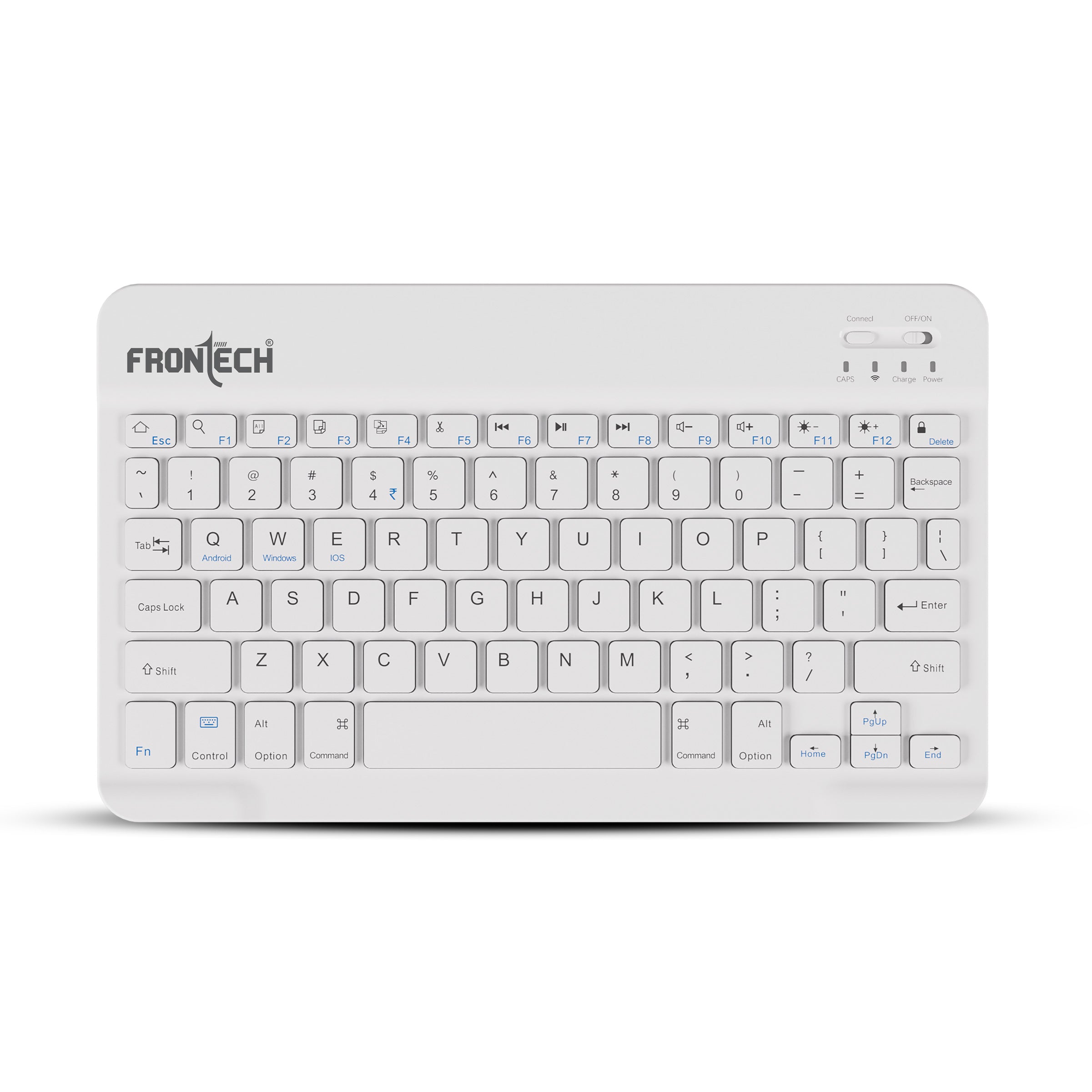 Frontech Wireless Mini Keyboard - 78 Keys, Bluetooth Connectivity, Rechargeable, Ultra Slim, Compact Design 1 Year Warranty (FT-1603AW)