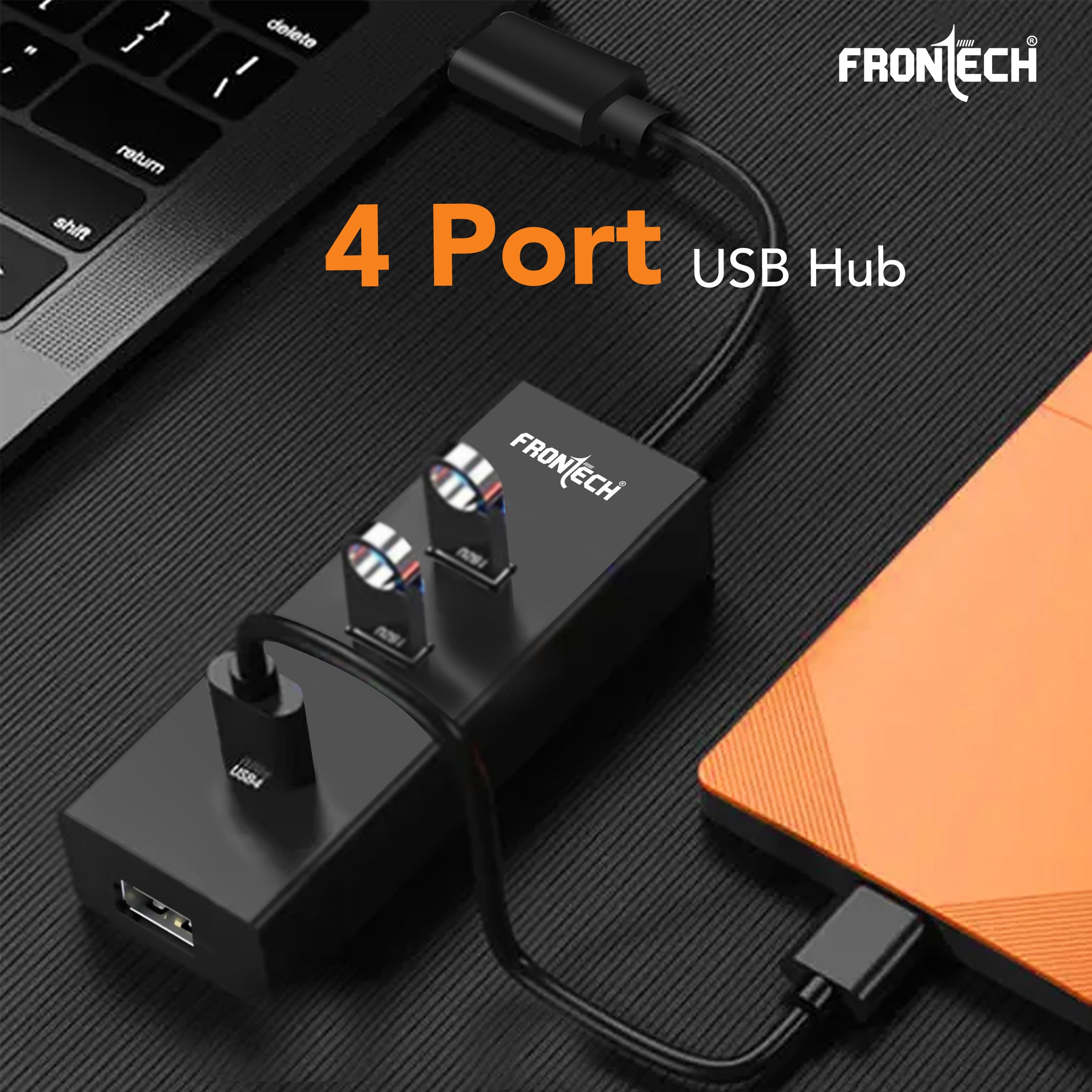 FRONTECH Wired Keyboard and Mouse Combo with USB Hub & Mouse Pad, 104-Key Ergonomic Keyboard, 1000 DPI Optical Mouse, Plug & Play USB, 1-Year Warranty (FT-1692P)