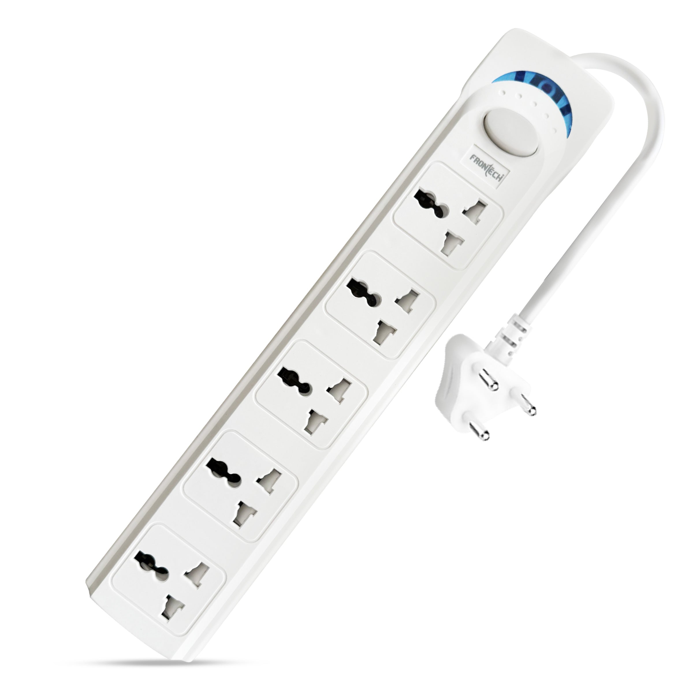 Frontech FT-3548 Power Extension Board with 5 Universal Sockets & 1.5M Cable | Multi Plug Extension Cord with Power Safety Switch | 2500W Max Load, Fireproof & Heat Resistant Design | Wall Mount Option for Home, Office & Travel (FT-3548)