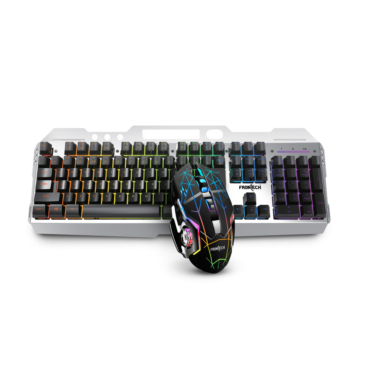 Frontech Wireless Gaming Keyboard & Mouse Combo|104 Keys Layout|2.4GHz|4800 DPI|6 button wireless optical mouse| Rechargeable Battery|1 Year Warranty