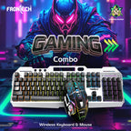 Frontech Wireless Gaming Keyboard & Mouse Combo|104 Keys Layout|2.4GHz|4800 DPI|6 button wireless optical mouse| Rechargeable Battery|1 Year Warranty