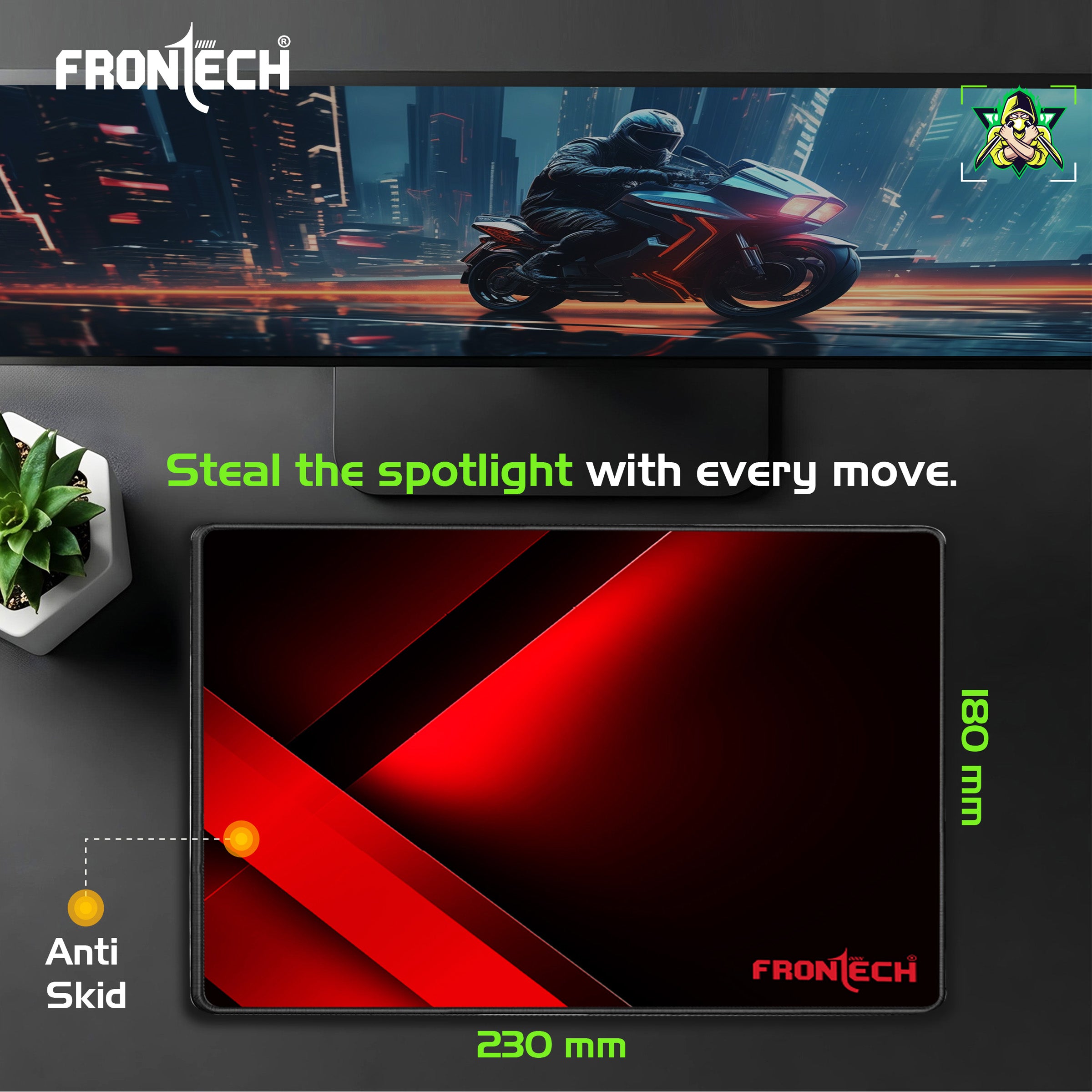 Frontech Neo Ranger 3-in-1 Gaming Combo – RGB LED Backlit 104-Key Keyboard, 1200 DPI Optical Mouse & Anti-Skid Mouse Pad – USB Wired (KB-0040PC)