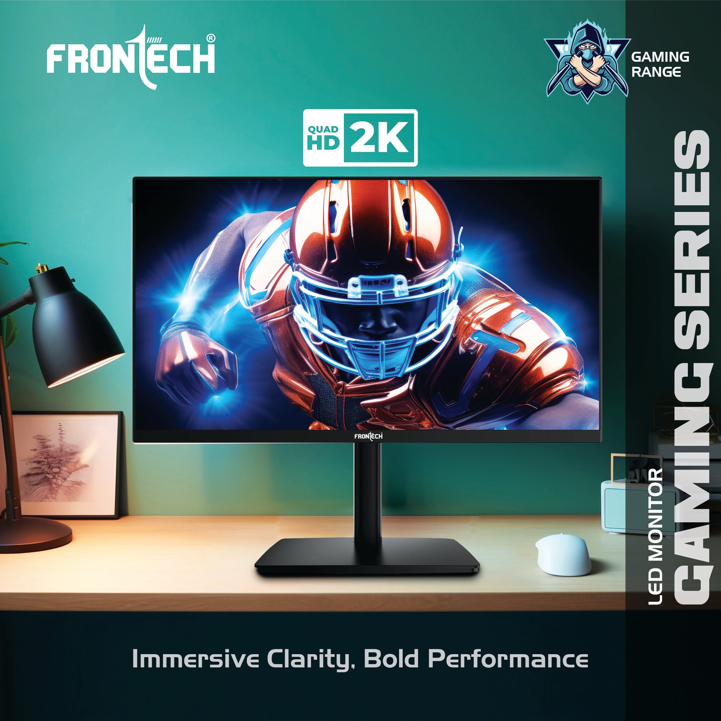Frontech 27 inch Gaming Monitor | 100Hz | 2560x1440 | Wall Mountable | HDMI & DP | 1ms Response Time | Built-in Speaker | 3 Years Warranty