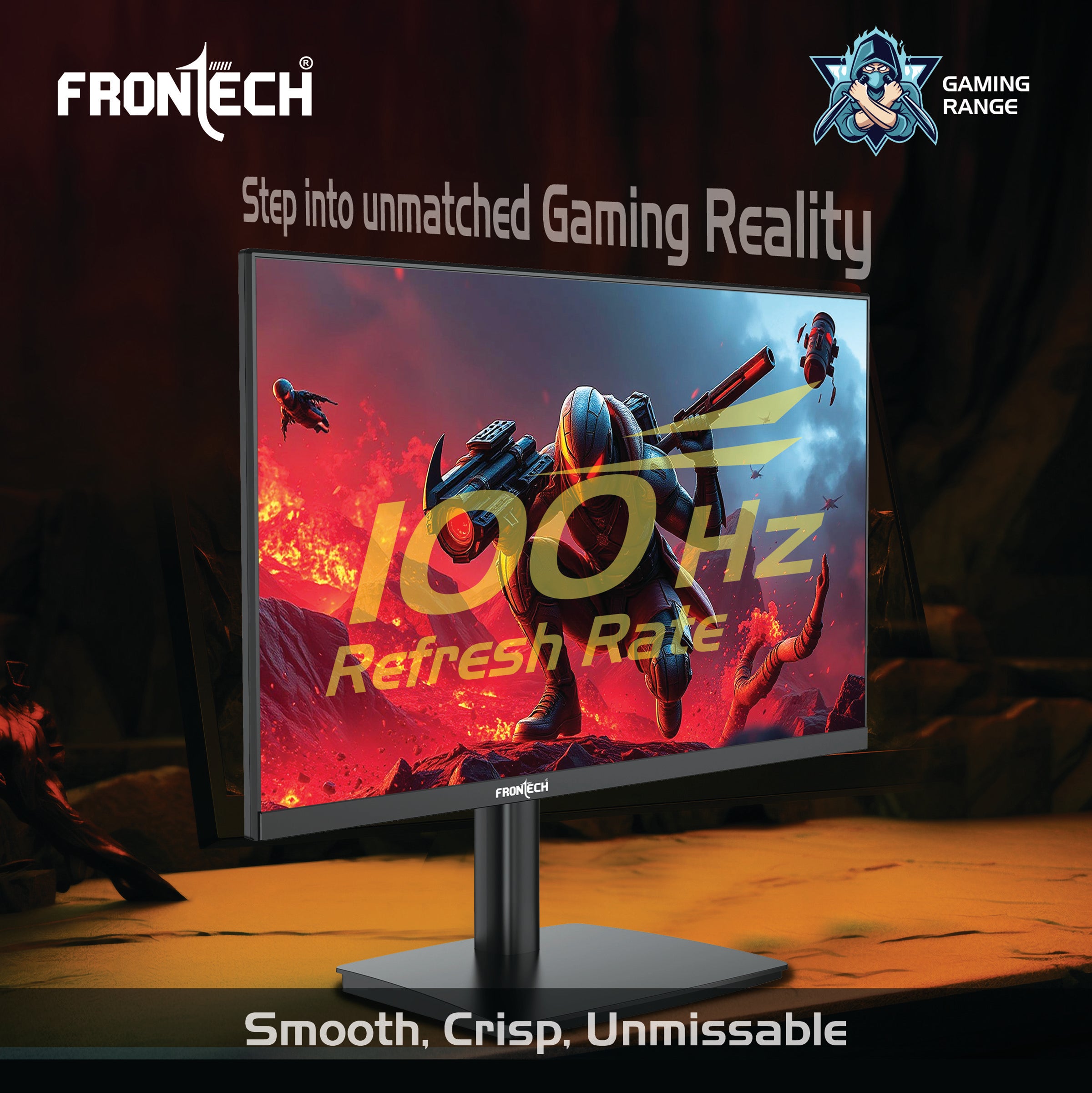 Frontech 27 inch Gaming Monitor | 100Hz | 2560x1440 | Wall Mountable | HDMI & DP | 1ms Response Time | Built-in Speaker | 3 Years Warranty