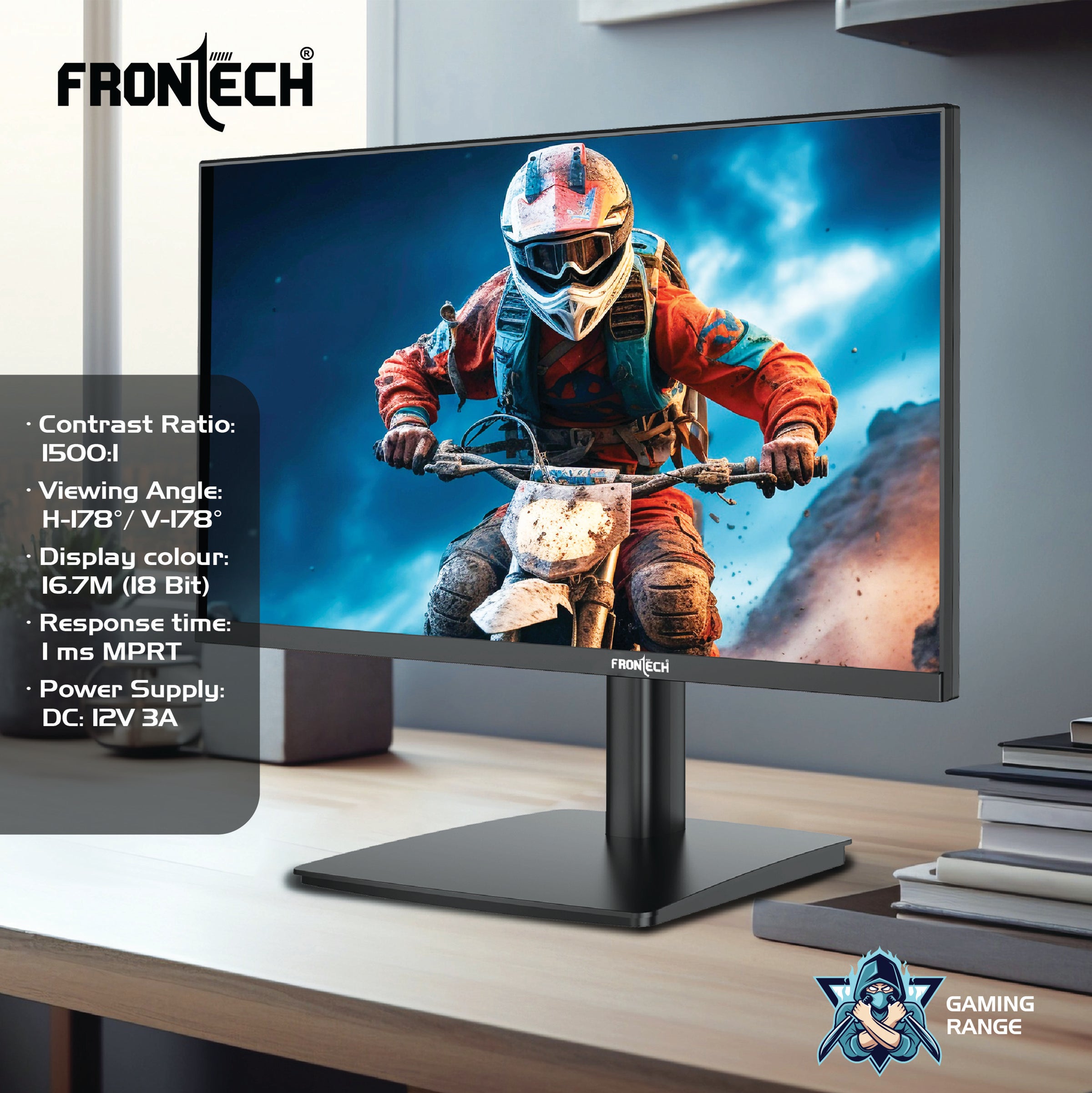 Frontech 27 inch Gaming Monitor | 100Hz | 2560x1440 | Wall Mountable | HDMI & DP | 1ms Response Time | Built-in Speaker | 3 Years Warranty