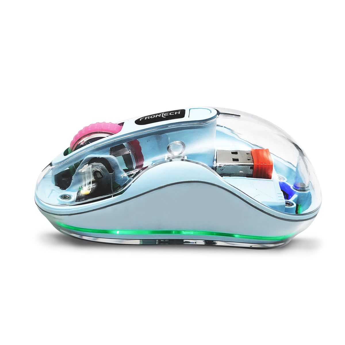 Frontech Wireless Transparent Bluetooth Mouse|2.4Ghz|3200 DPI| 300mAh Rechargeable Battery|4 Button Mouse|1 Year Warranty