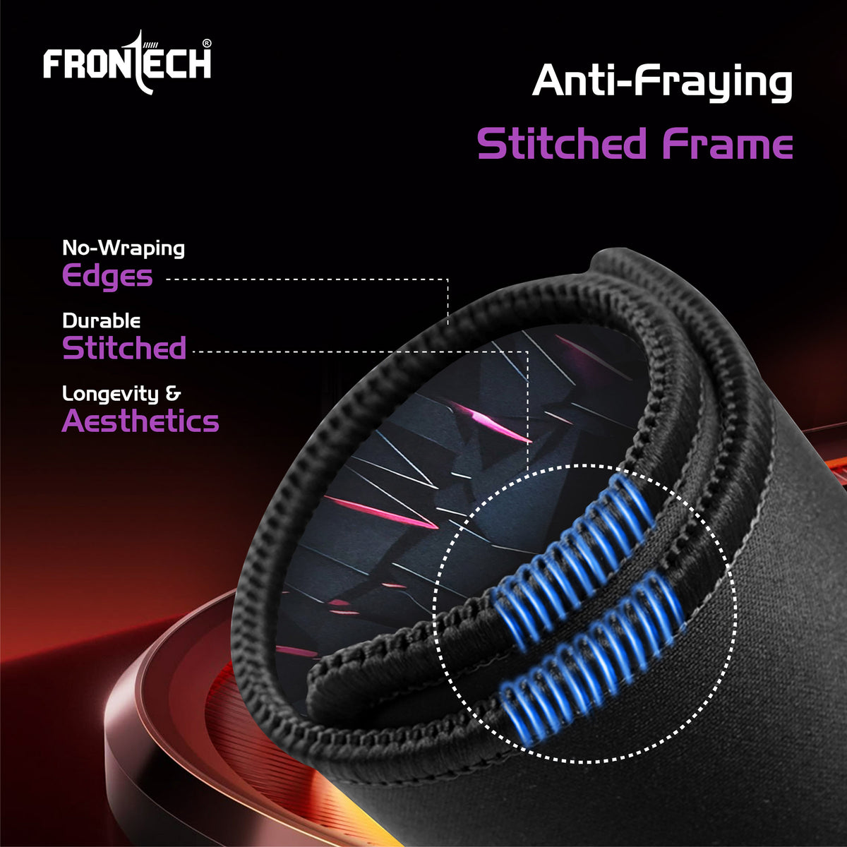 Frontech Premium Gaming Mouse Pad | Extended Desk Mousepad with Anti-Slip Rubber Base, Stitched Edges | Water & Heat Resistant | Smooth & Precise Control (MSP-0059)