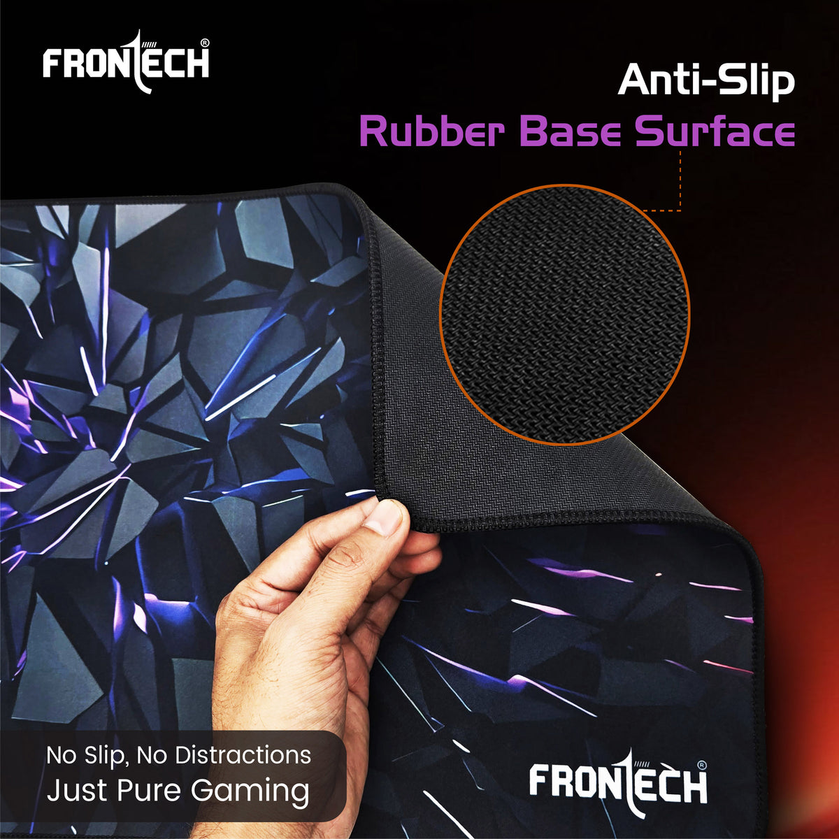 Frontech Premium Gaming Mouse Pad | Extended Desk Mousepad with Anti-Slip Rubber Base, Stitched Edges | Water & Heat Resistant | Smooth & Precise Control (MSP-0059)