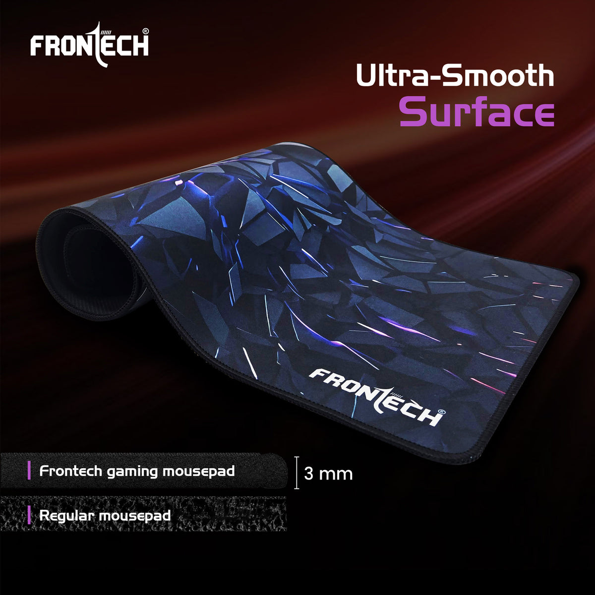 Frontech Premium Gaming Mouse Pad | Extended Desk Mousepad with Anti-Slip Rubber Base, Stitched Edges | Water & Heat Resistant | Smooth & Precise Control (MSP-0059)
