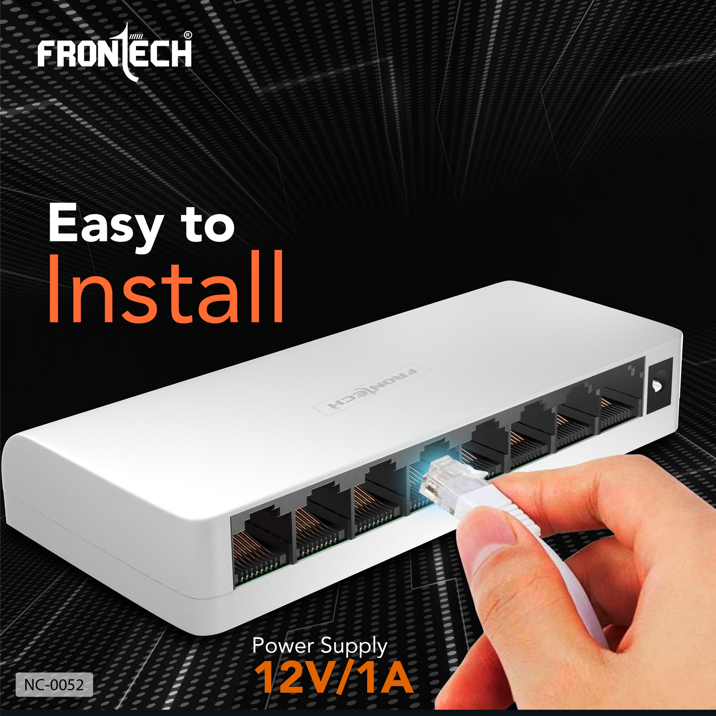 Frontech 8 Port Gigabit Ethernet Switch | 10/100/1000Mbps | Plug & Play LAN Hub for Router, Computer, Gaming Console, Printer & IP Camera | Wall Mountable | Hi-Speed Network Switch (NC-0052)