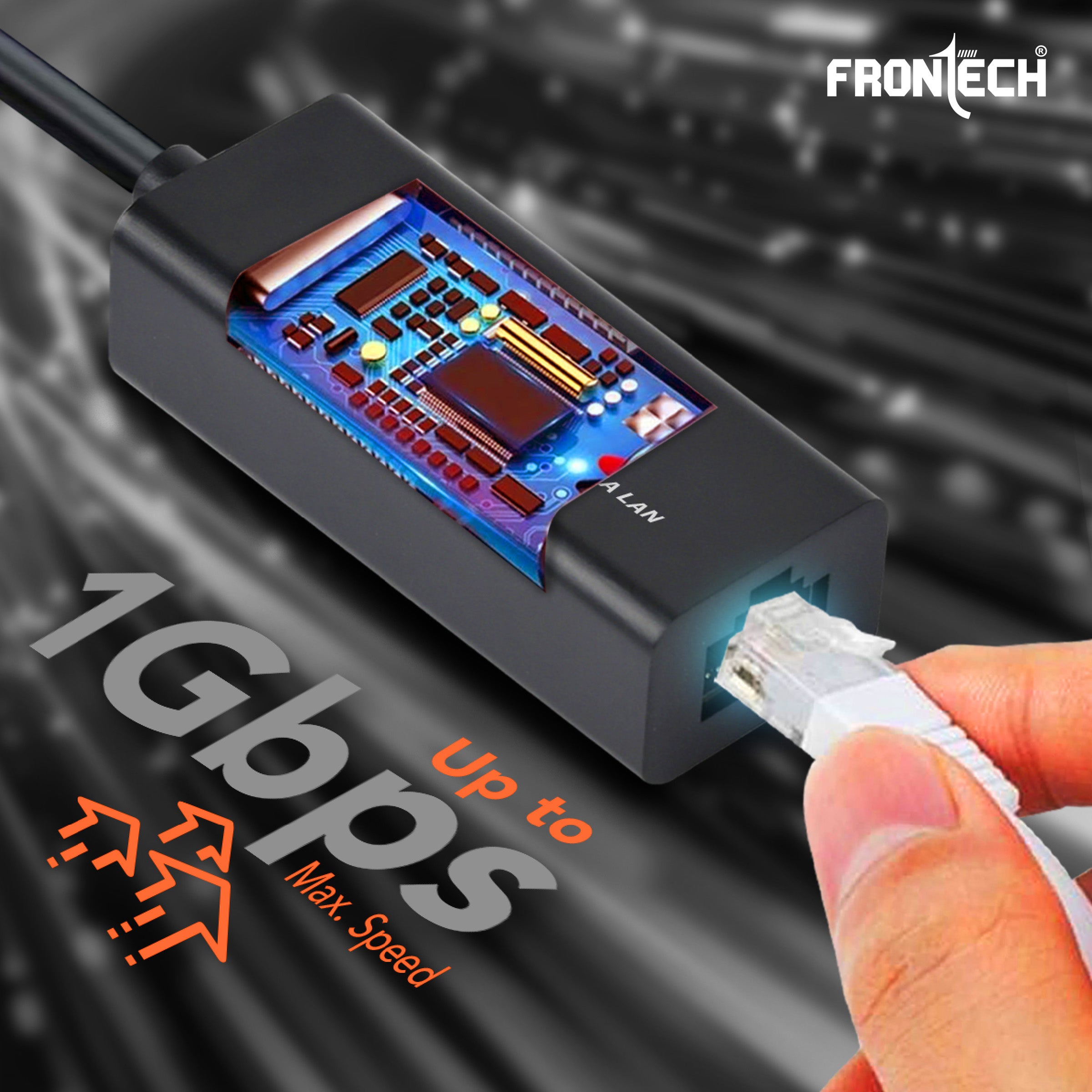 Frontech USB 3.0 to Gigabit Ethernet Adapter | 1000Mbps LAN Network Converter | USB to RJ45 Wired Dongle | Plug & Play | Compatible with Windows & Mac | Portable ABS Build for Laptop & PC (NC-0054)
