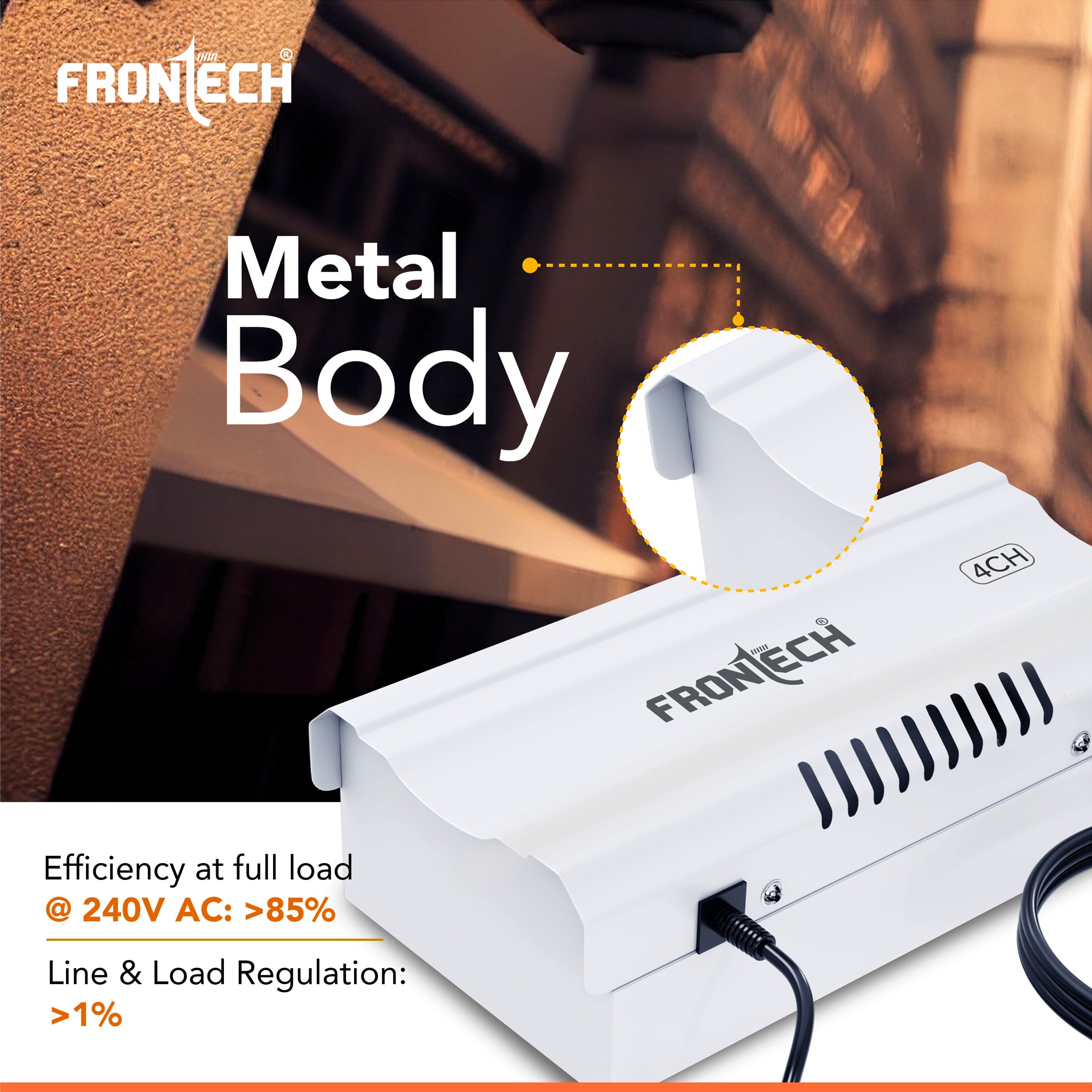 Frontech 4 Channel 12V DC Power Supply for CCTV Cameras | Metal Body | Easy to Install | Surge Protection | Overload & Short Circuit Protection | Universal Input Voltage (PS-0056)