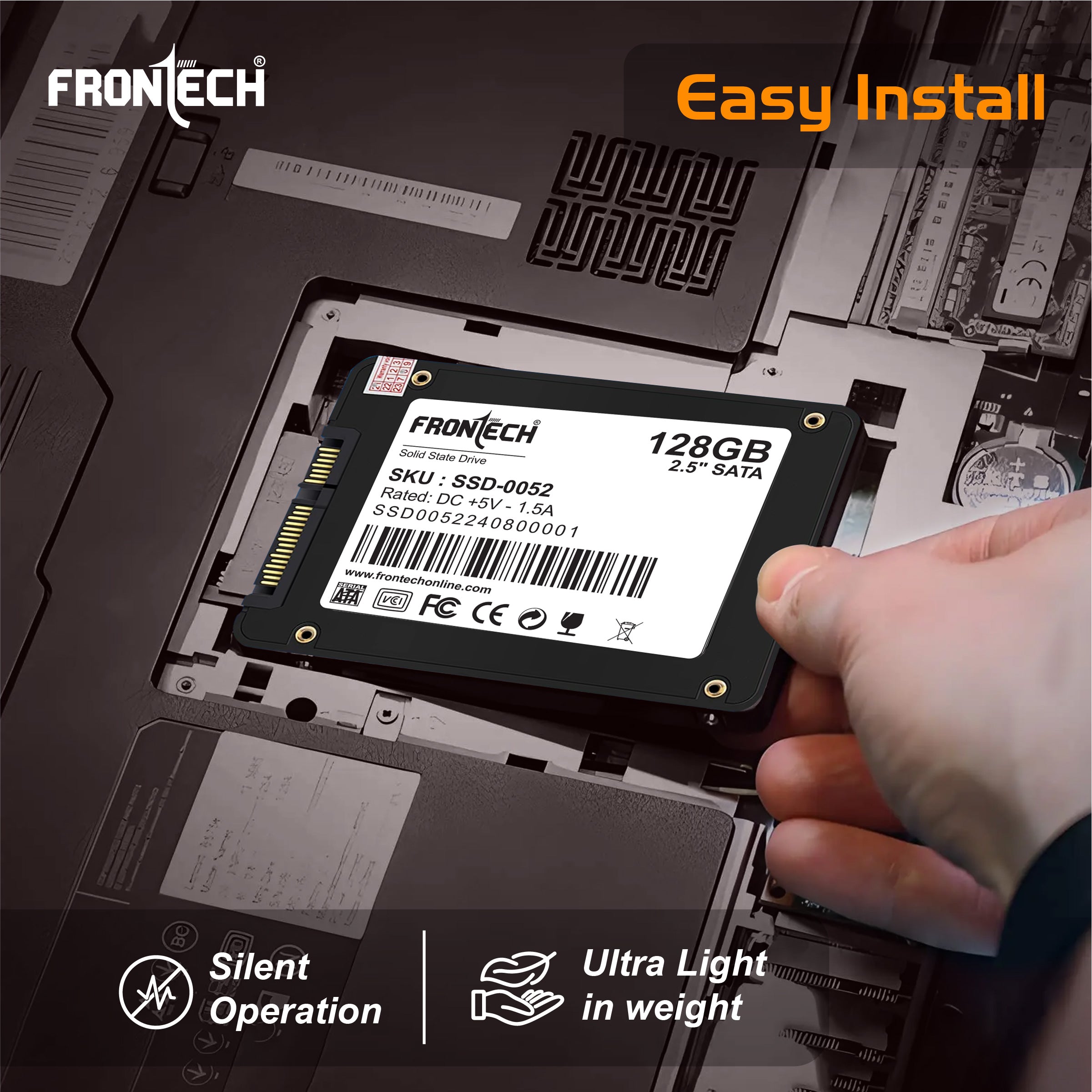 Frontech 128GB Internal SSD, 2.5 SATA3, TLC+SMI (SSD-0052)