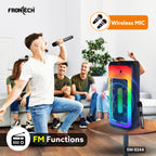 Frontech Smash Pro-244 Trolley Speaker | 120W | Dual 10″ Drivers | RGB | BT 5.1 & TWS | FM/USB | Wireless Mics (SW-0244)